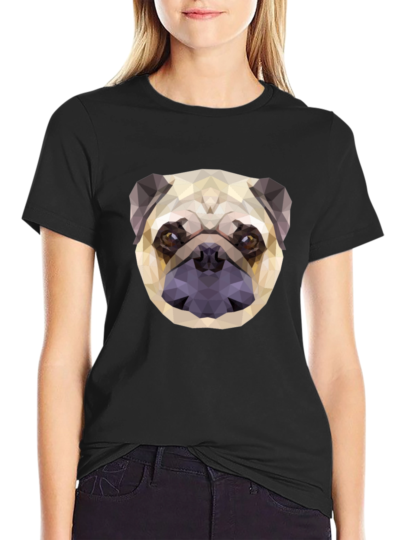 Geometric Pug Graphic Tee - Modern Dog Lovers T-Shirt
