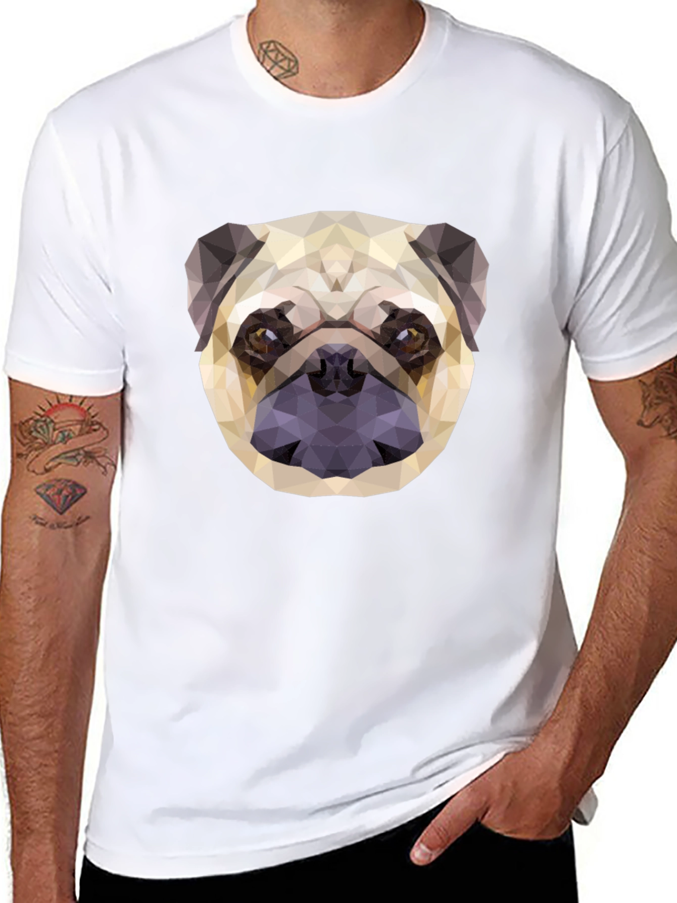 Geometric Pug Graphic Tee - Modern Dog Lovers T-Shirt