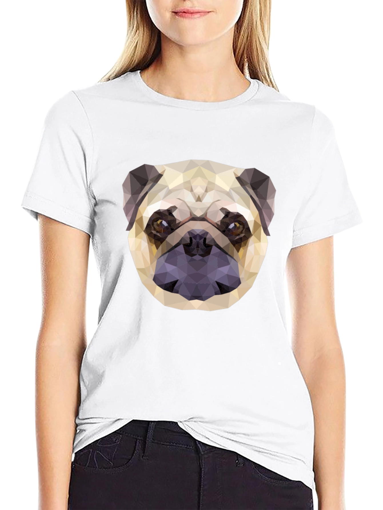 Geometric Pug Graphic Tee - Modern Dog Lovers T-Shirt