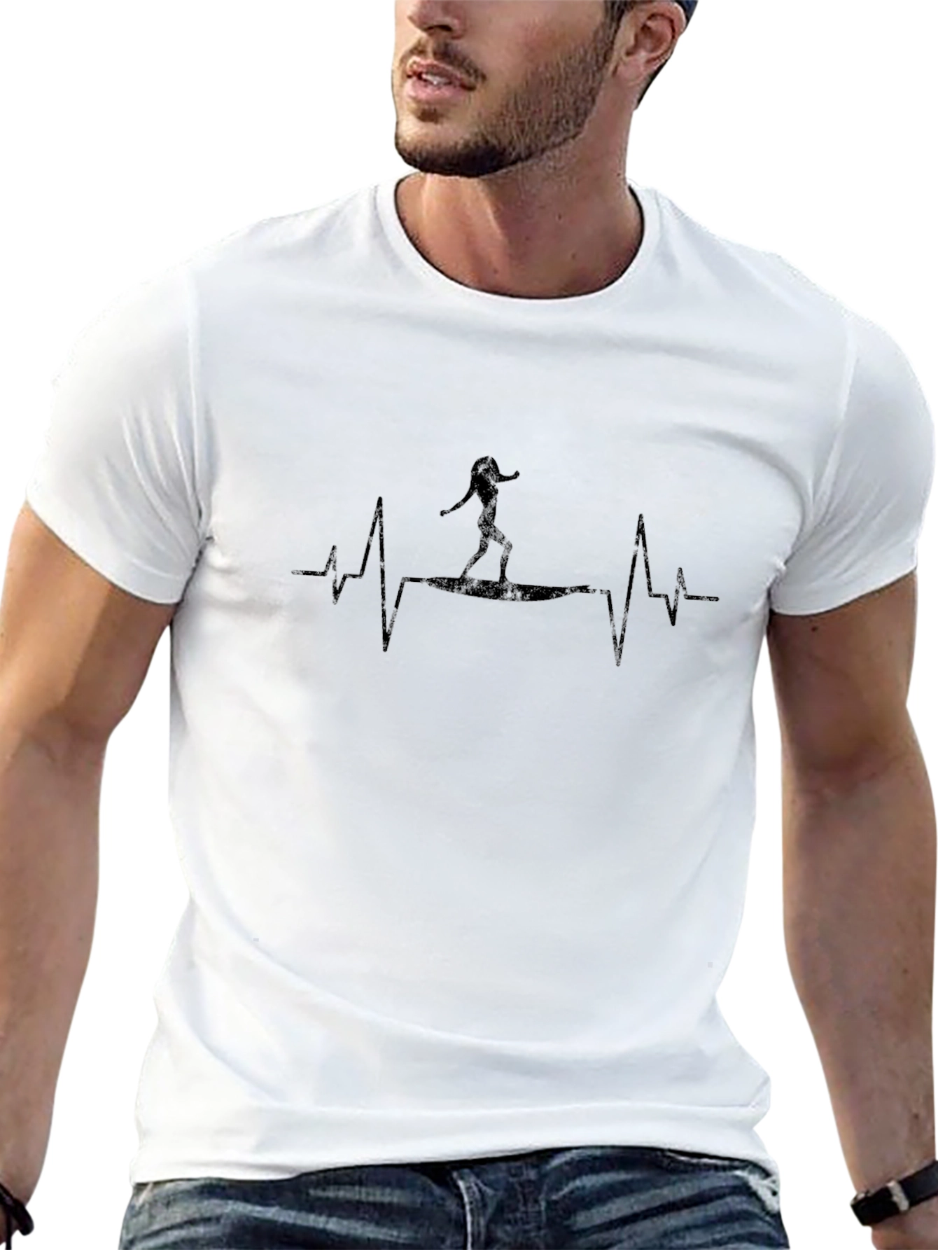 Surfing Heartbeat T-Shirt - Unisex Graphic Tee