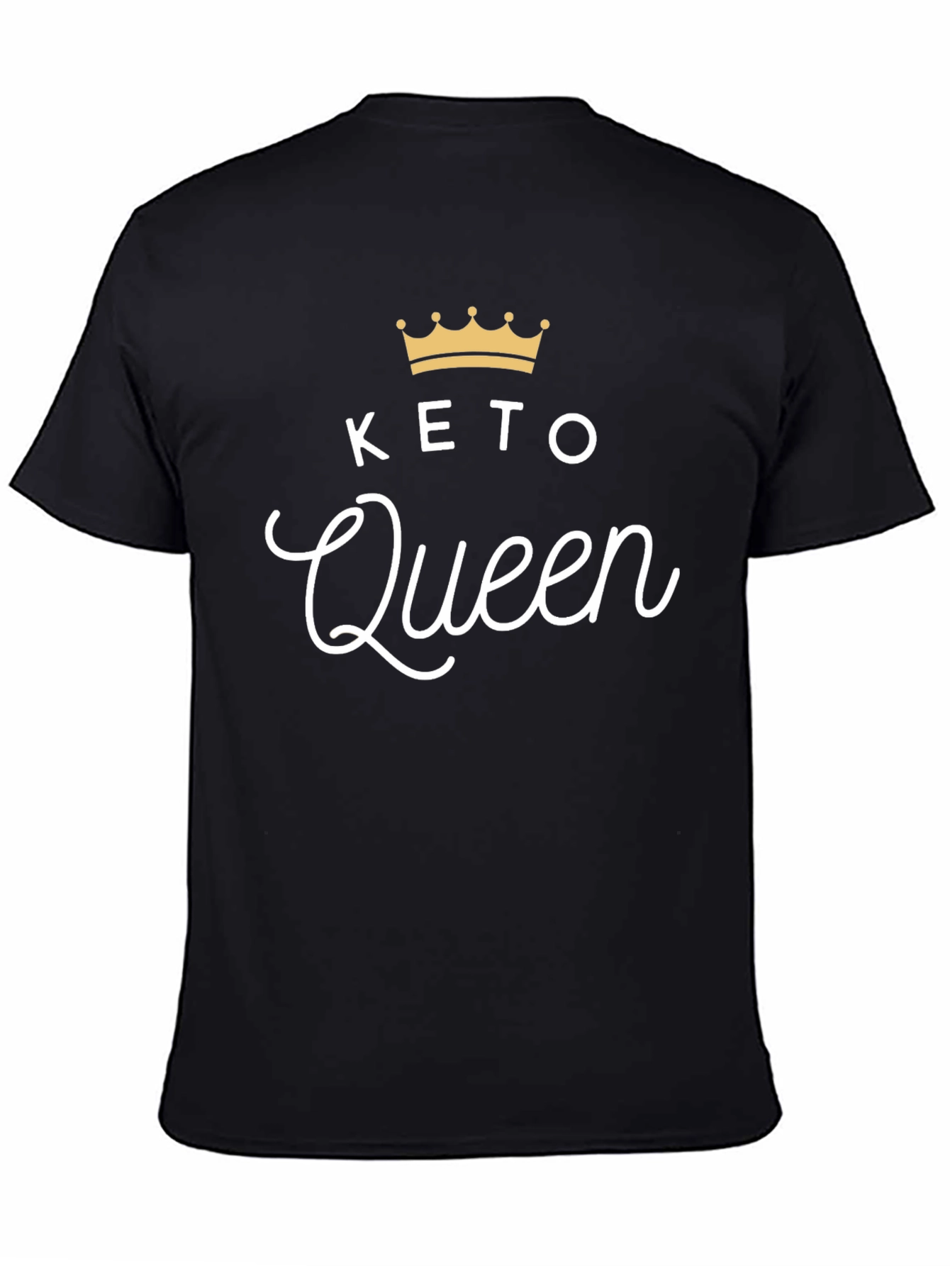 Keto Queen Black T-Shirt - Gold Crown Design