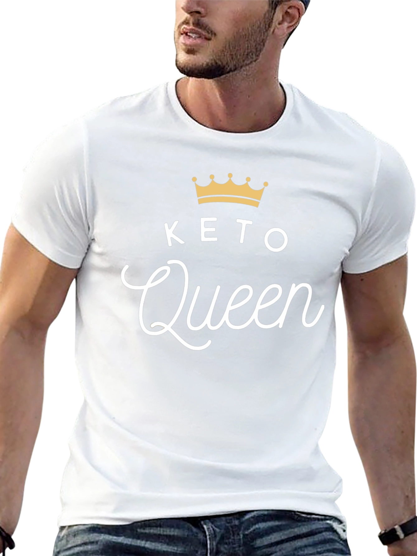 Keto Queen Black T-Shirt - Gold Crown Design