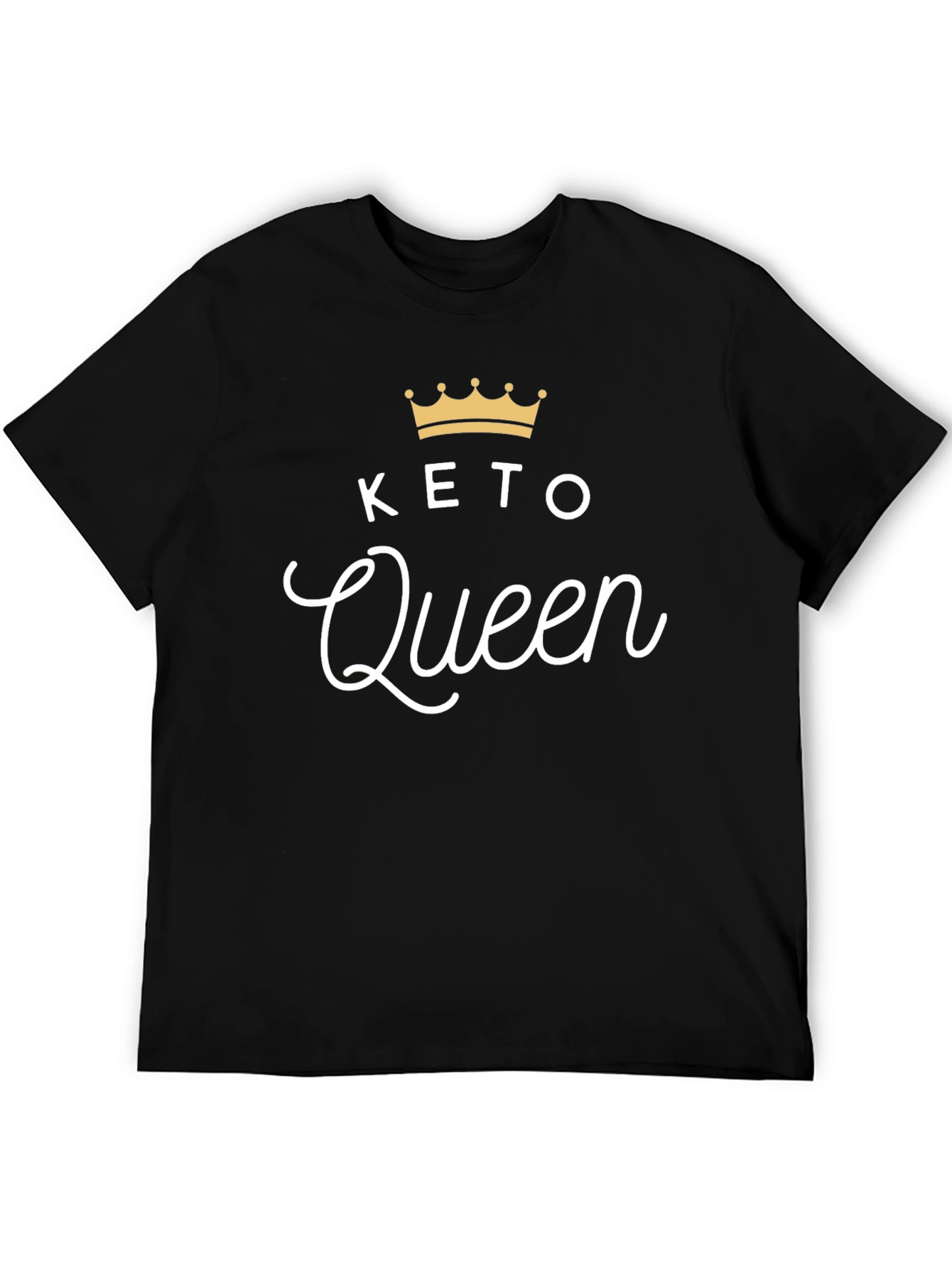 Keto Queen Black T-Shirt - Gold Crown Design