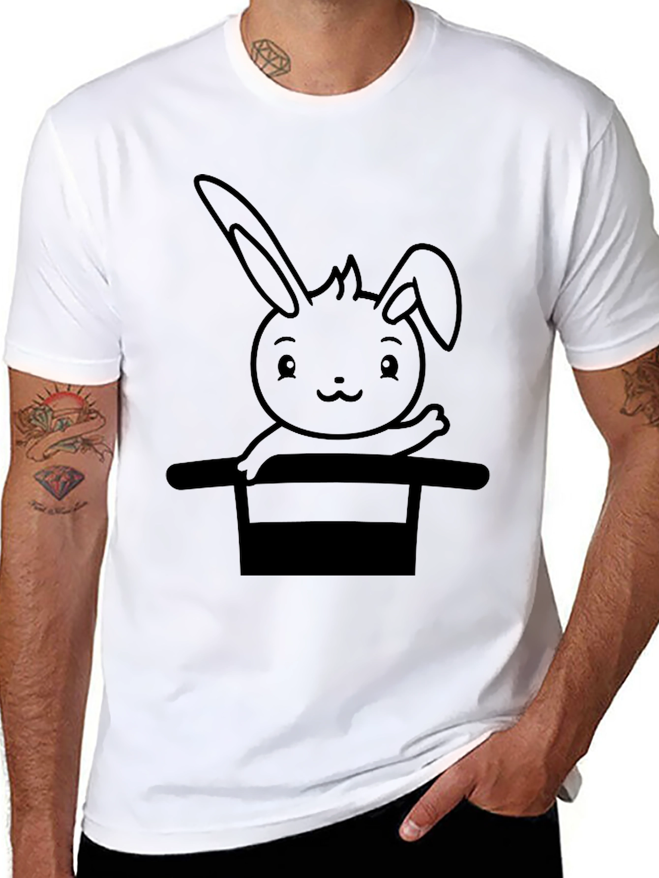 Rabbit in Hat Graphic Tee
