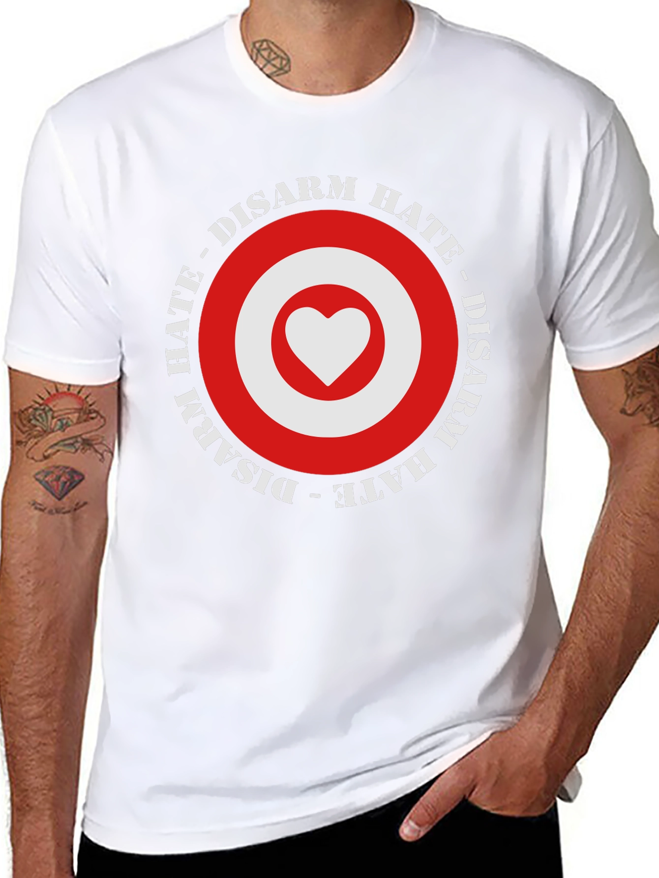 Disarm Hate Heart Target T-Shirt - Black