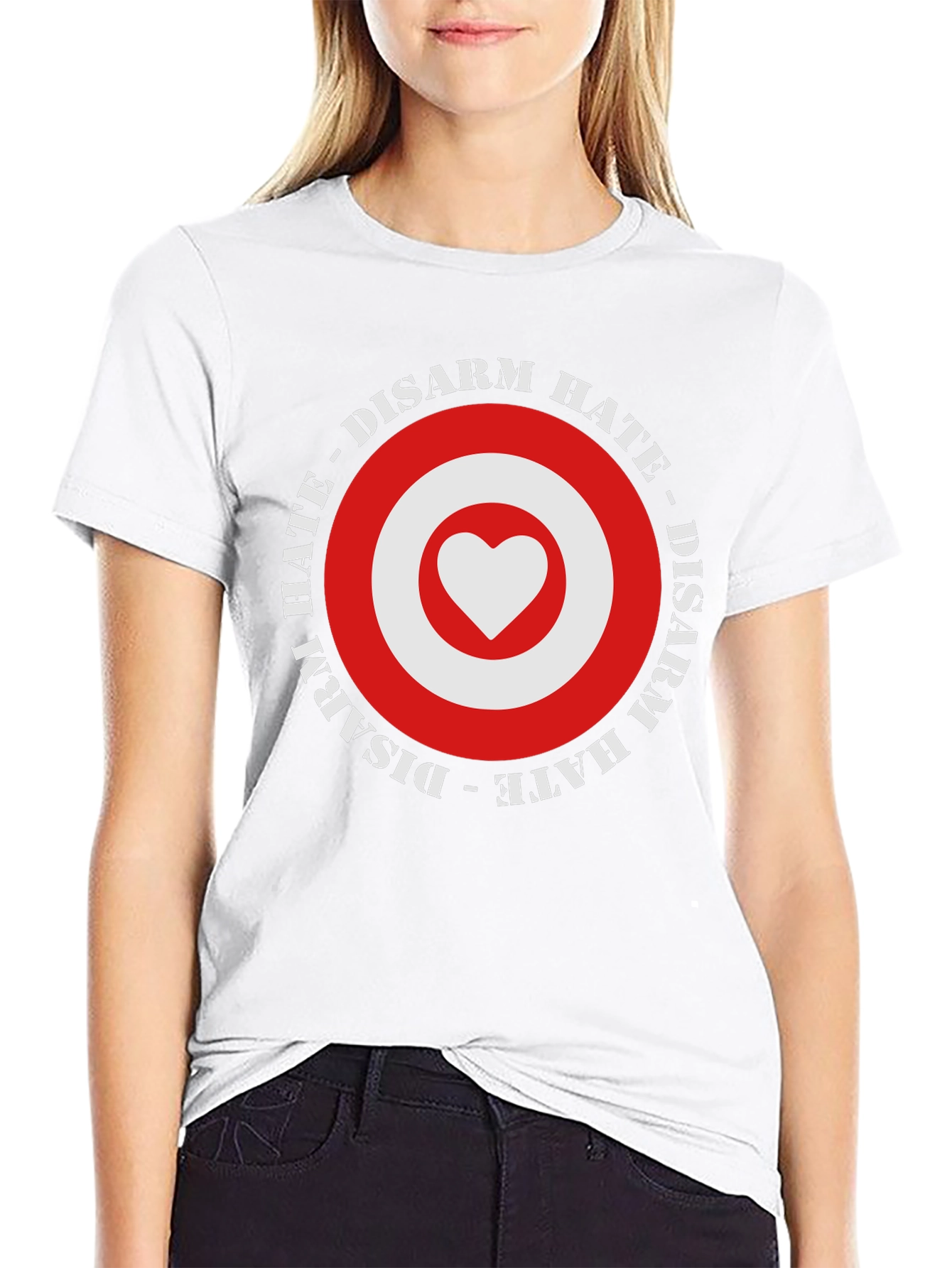 Disarm Hate Heart Target T-Shirt - Black