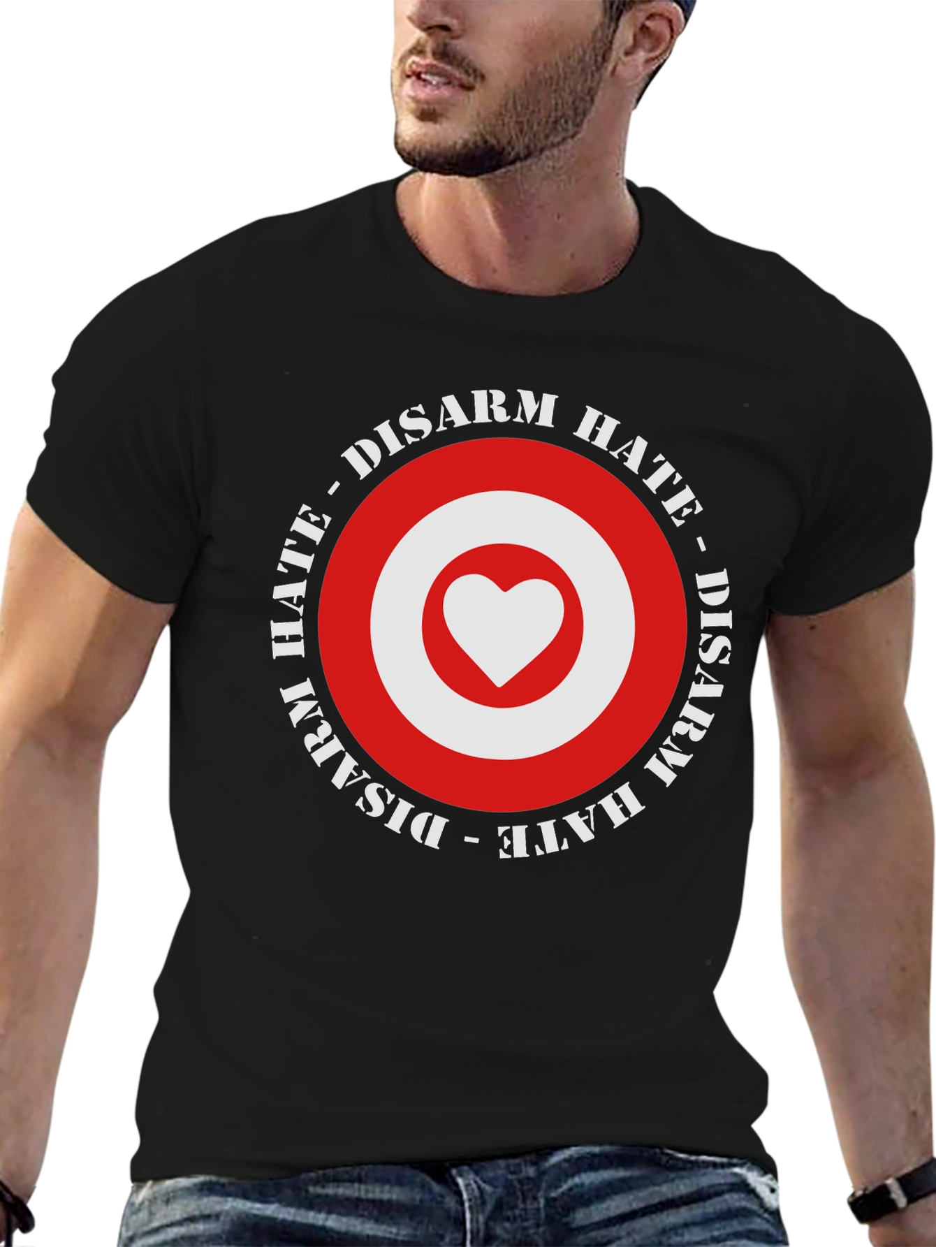 Disarm Hate Heart Target T-Shirt - Black