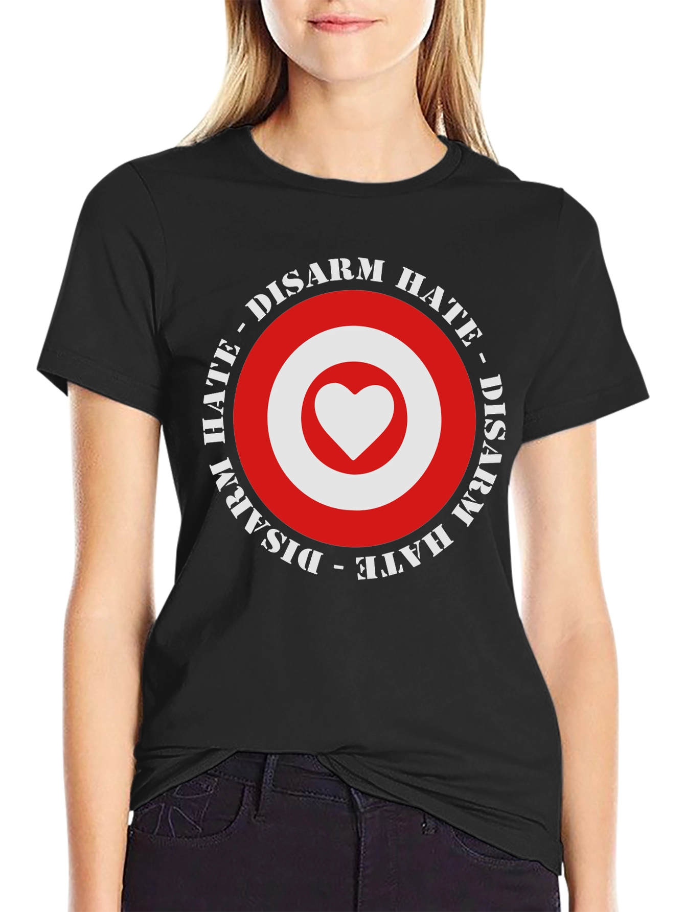 Disarm Hate Heart Target T-Shirt - Black