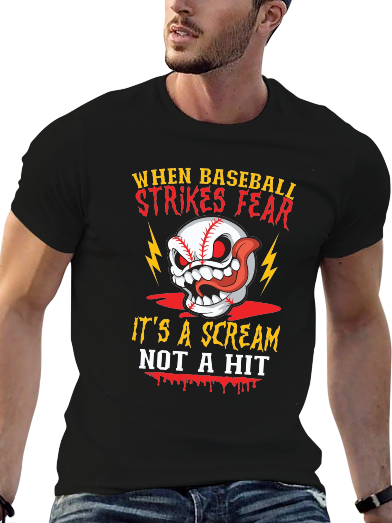 Baseball Scream T-Shirt - Halloween Sports Tee