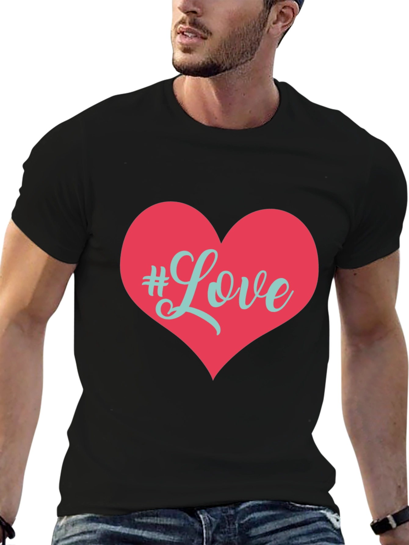 Love Heart Graphic T-Shirt - Black