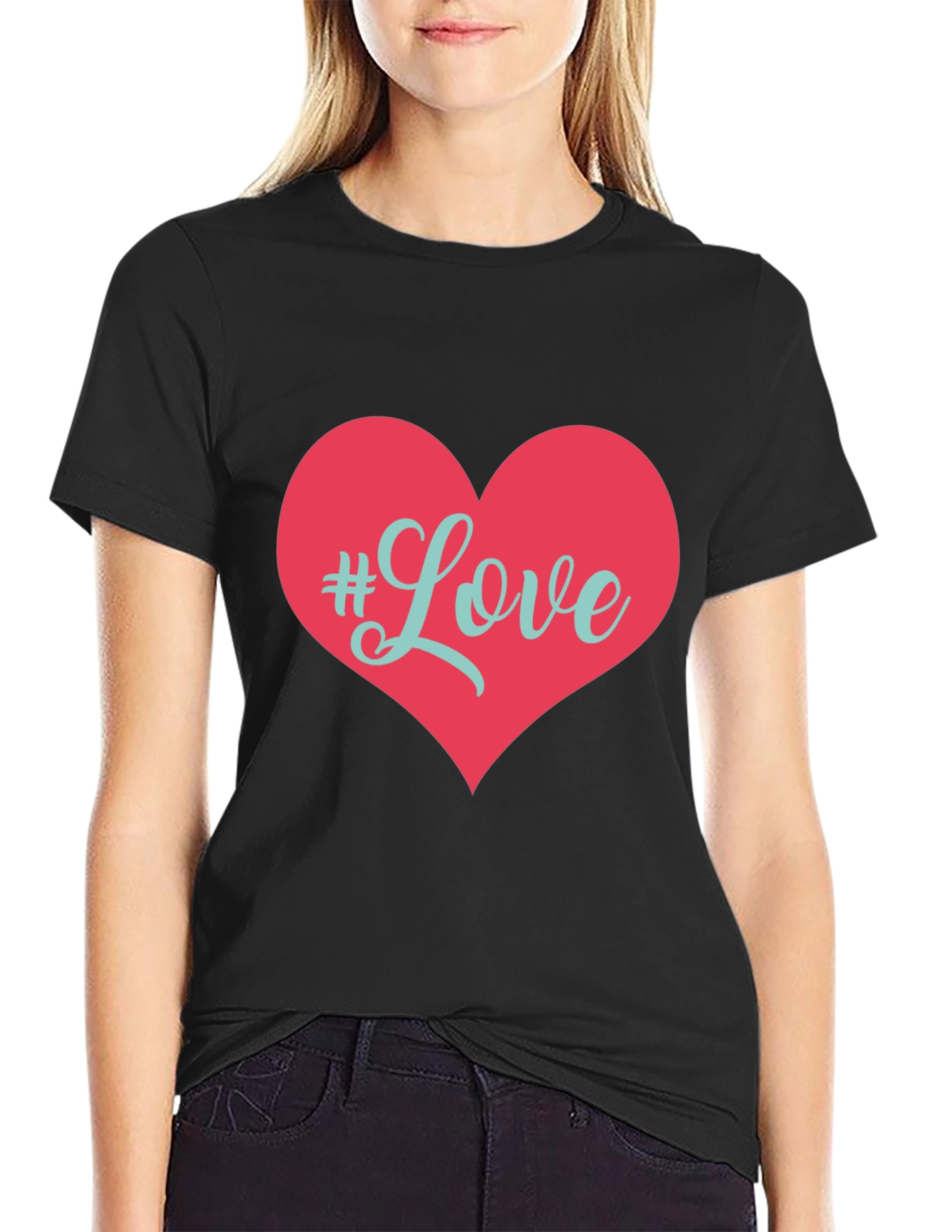 Love Heart Graphic T-Shirt - Black