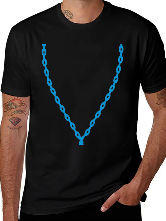 Blue Chain Graphic Tee - Stylish Casual Wear