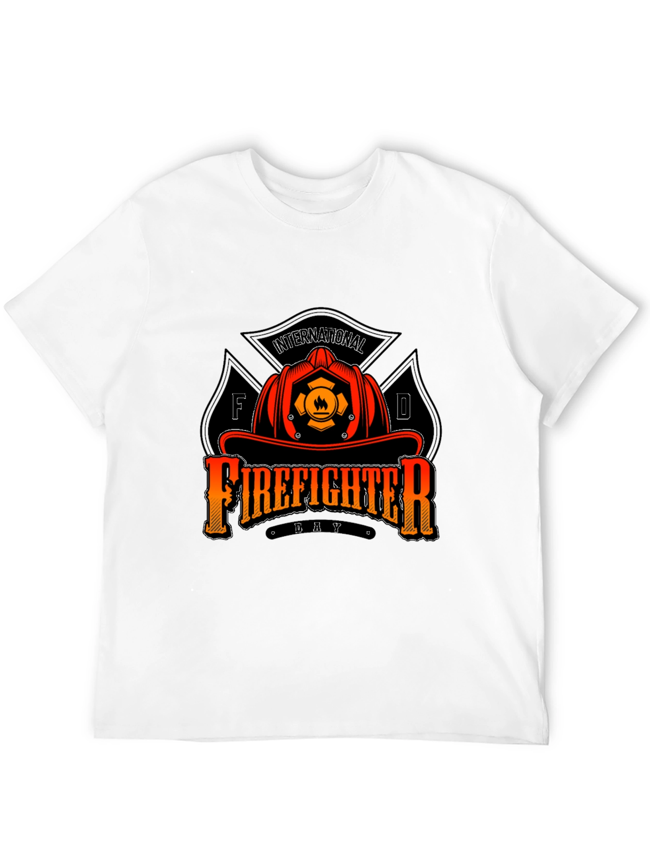 Firefighter Day T-Shirt - Black Crew Neck Tee