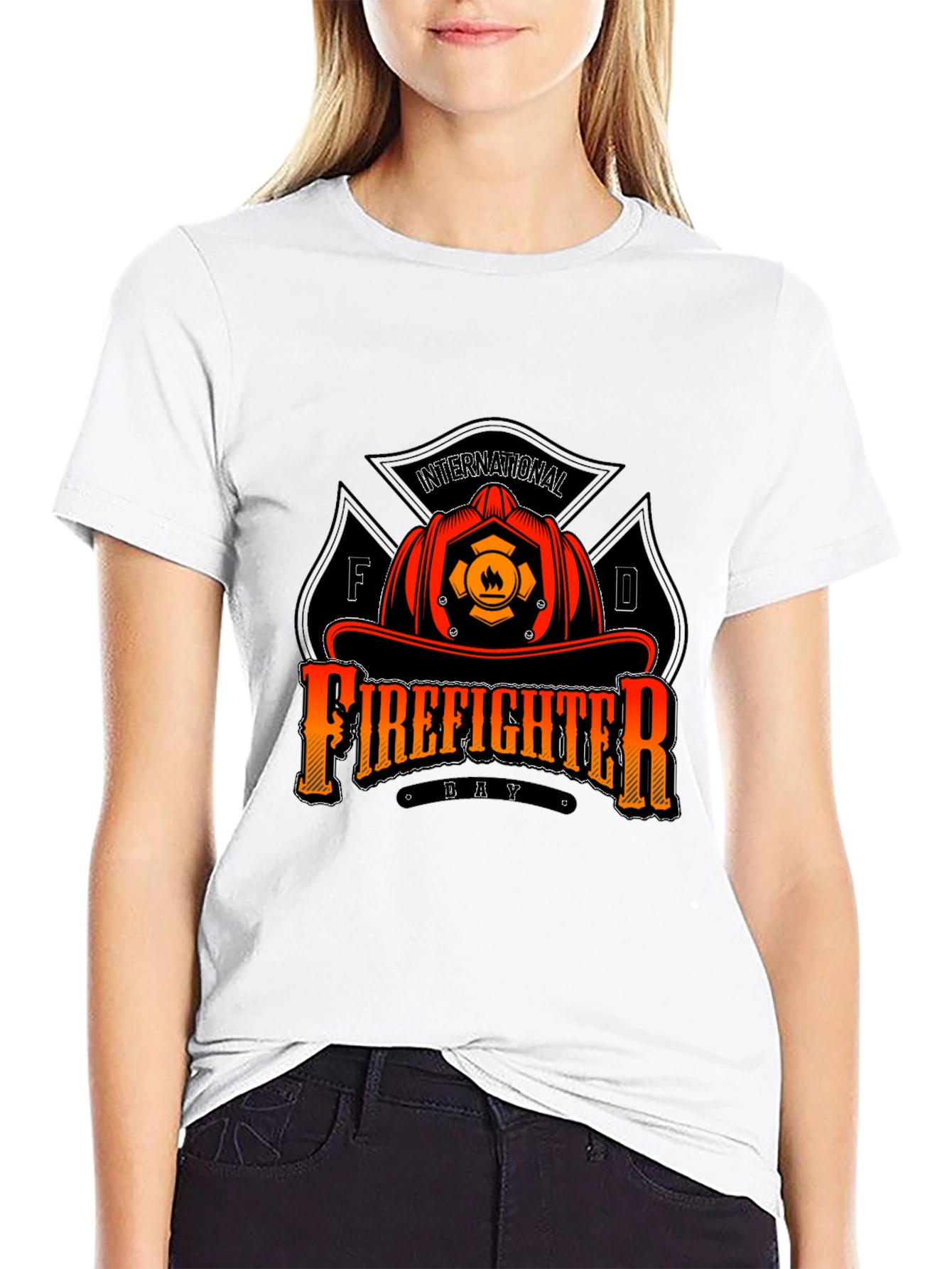 Firefighter Day T-Shirt - Black Crew Neck Tee