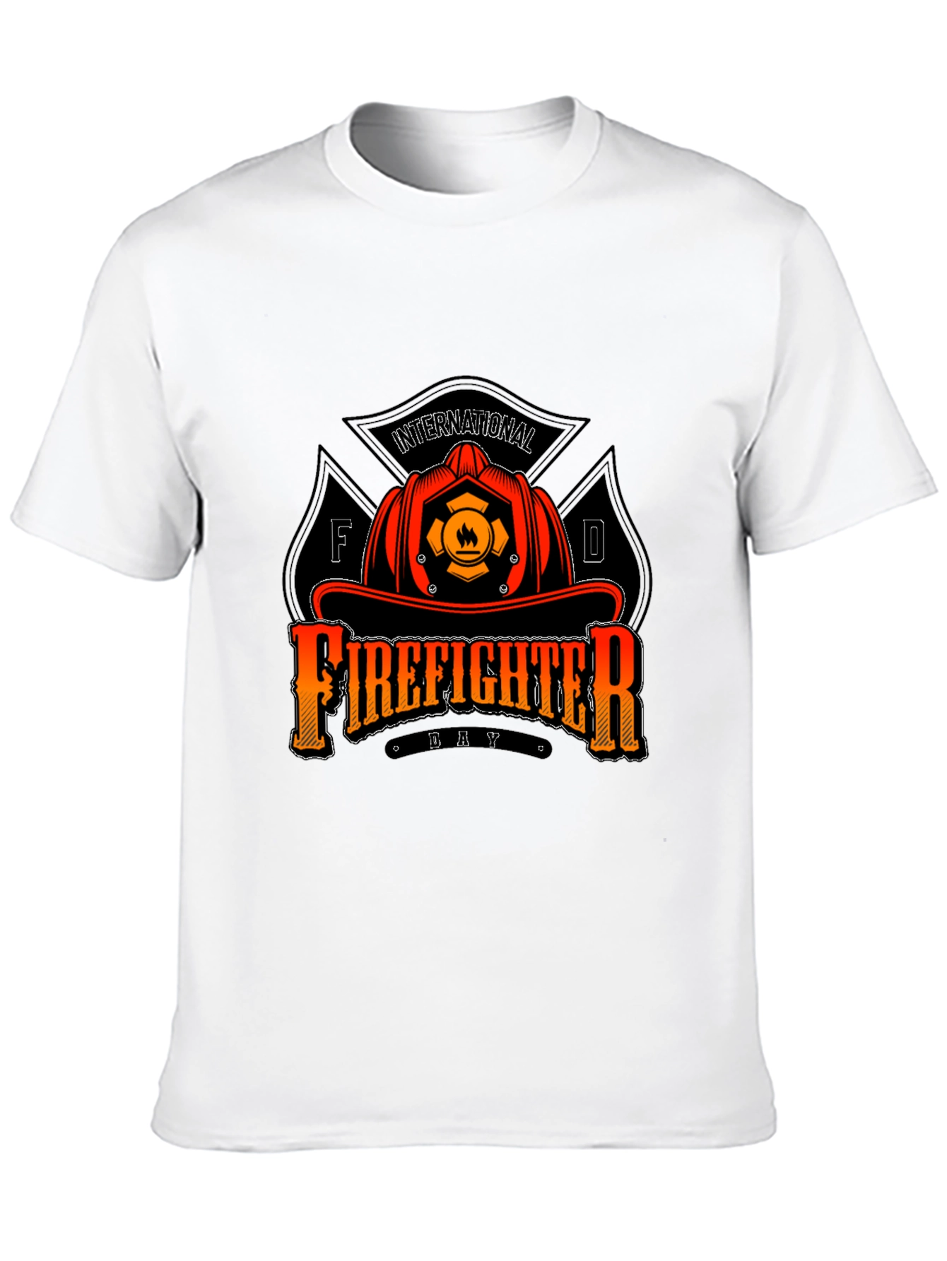 Firefighter Day T-Shirt - Black Crew Neck Tee