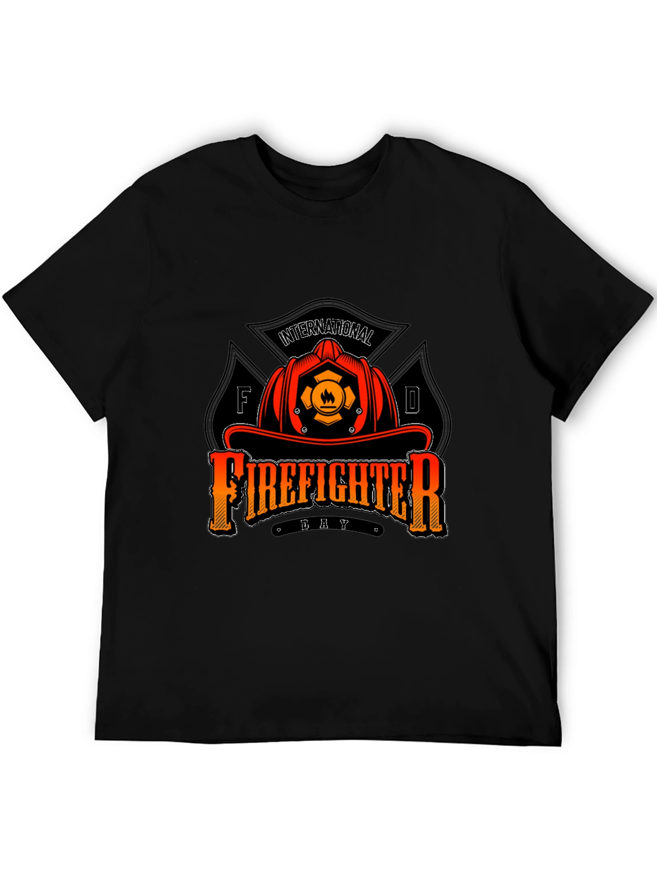 Firefighter Day T-Shirt - Black Crew Neck Tee