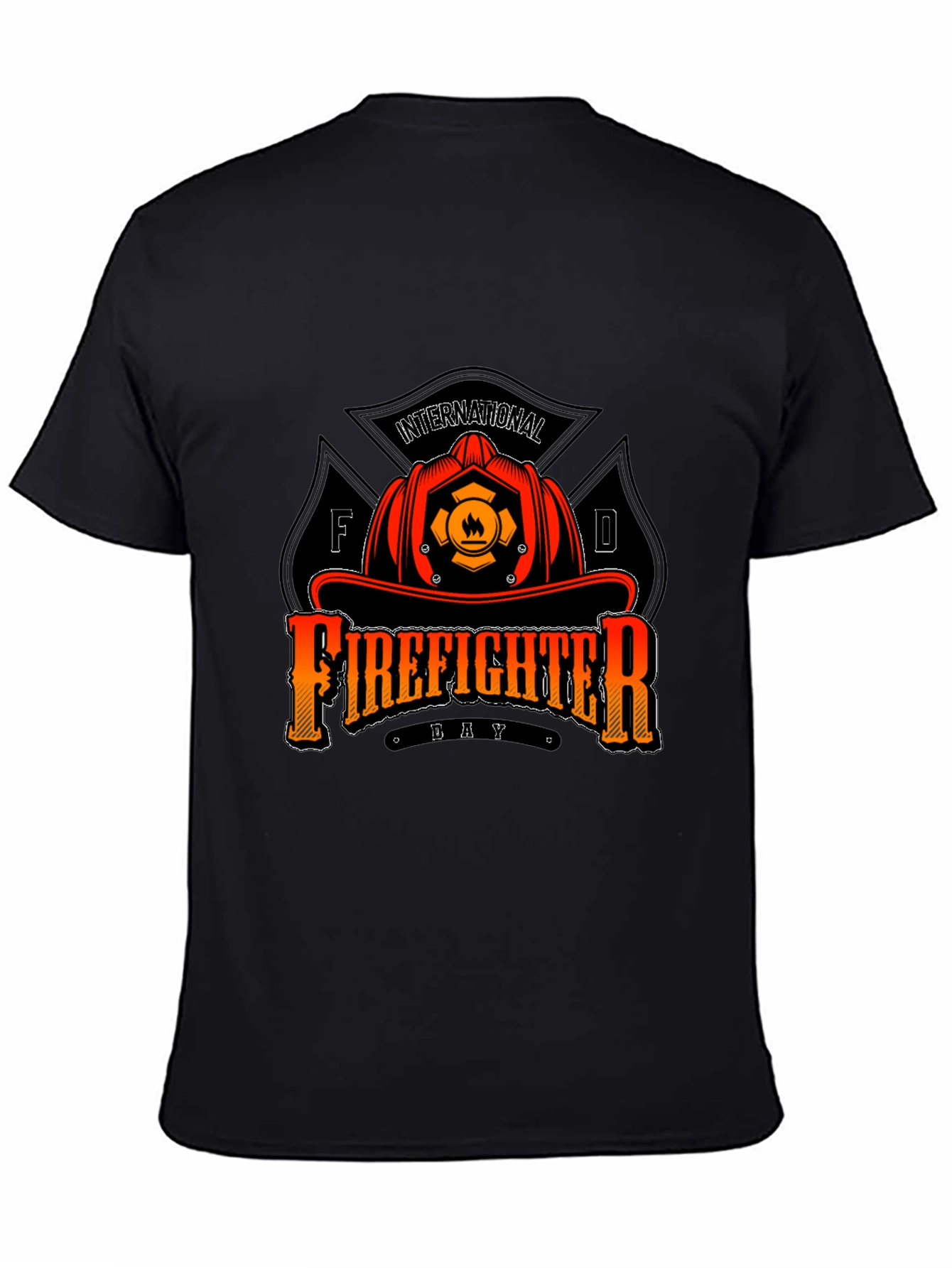 Firefighter Day T-Shirt - Black Crew Neck Tee