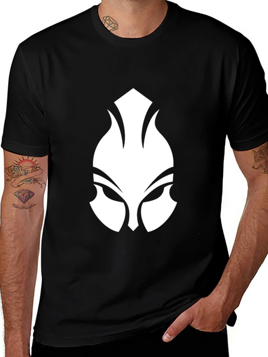 Graphic Black T-Shirt - White Spartan Mask Design