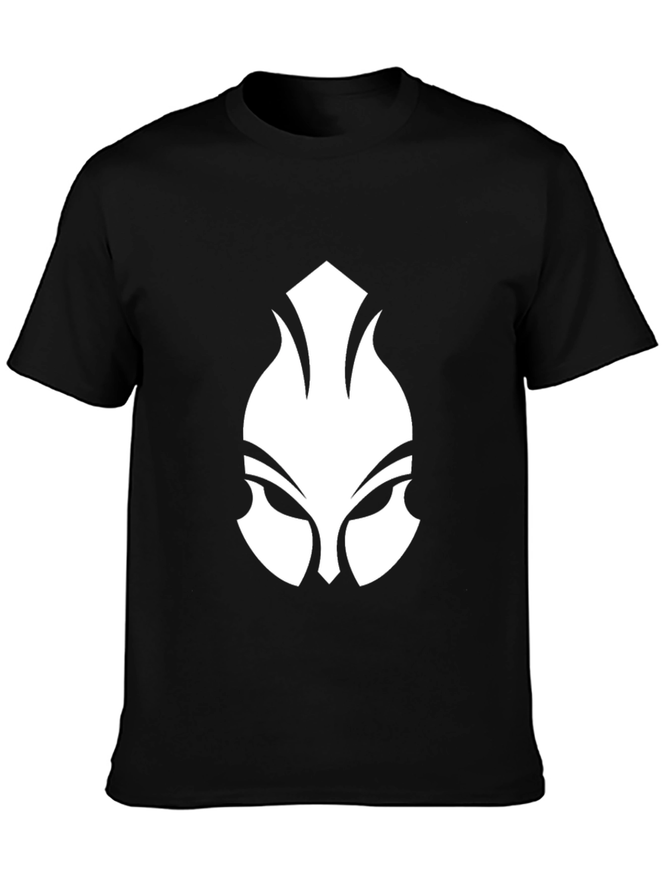 Graphic Black T-Shirt - White Spartan Mask Design
