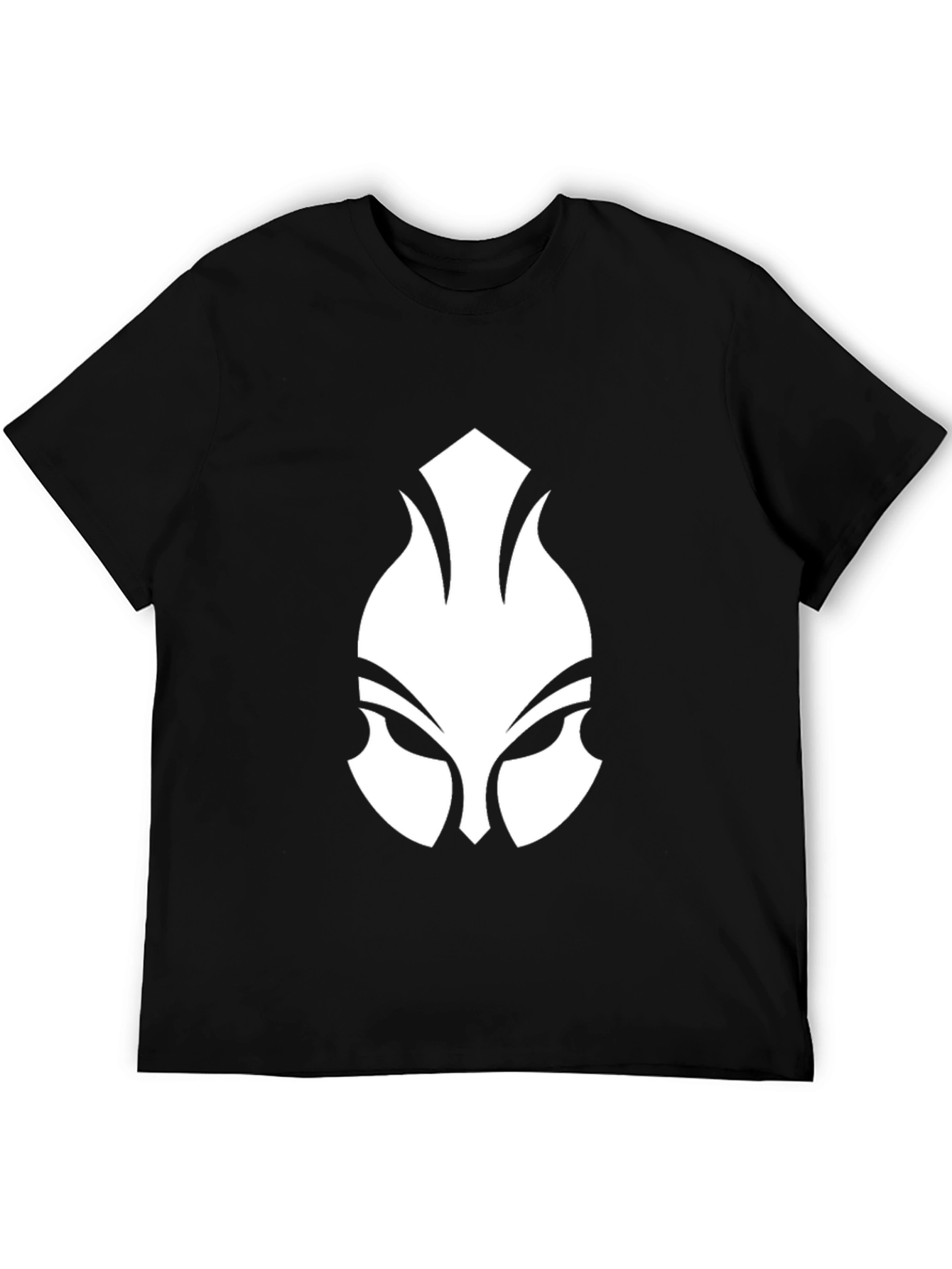 Graphic Black T-Shirt - White Spartan Mask Design