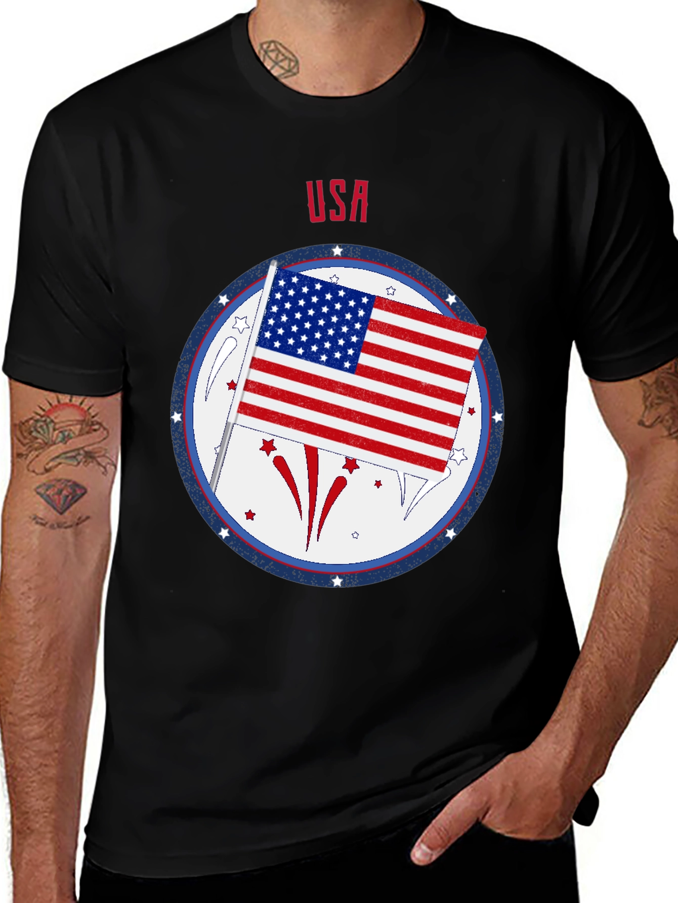 USA Flag Patriotic Graphic T-Shirt