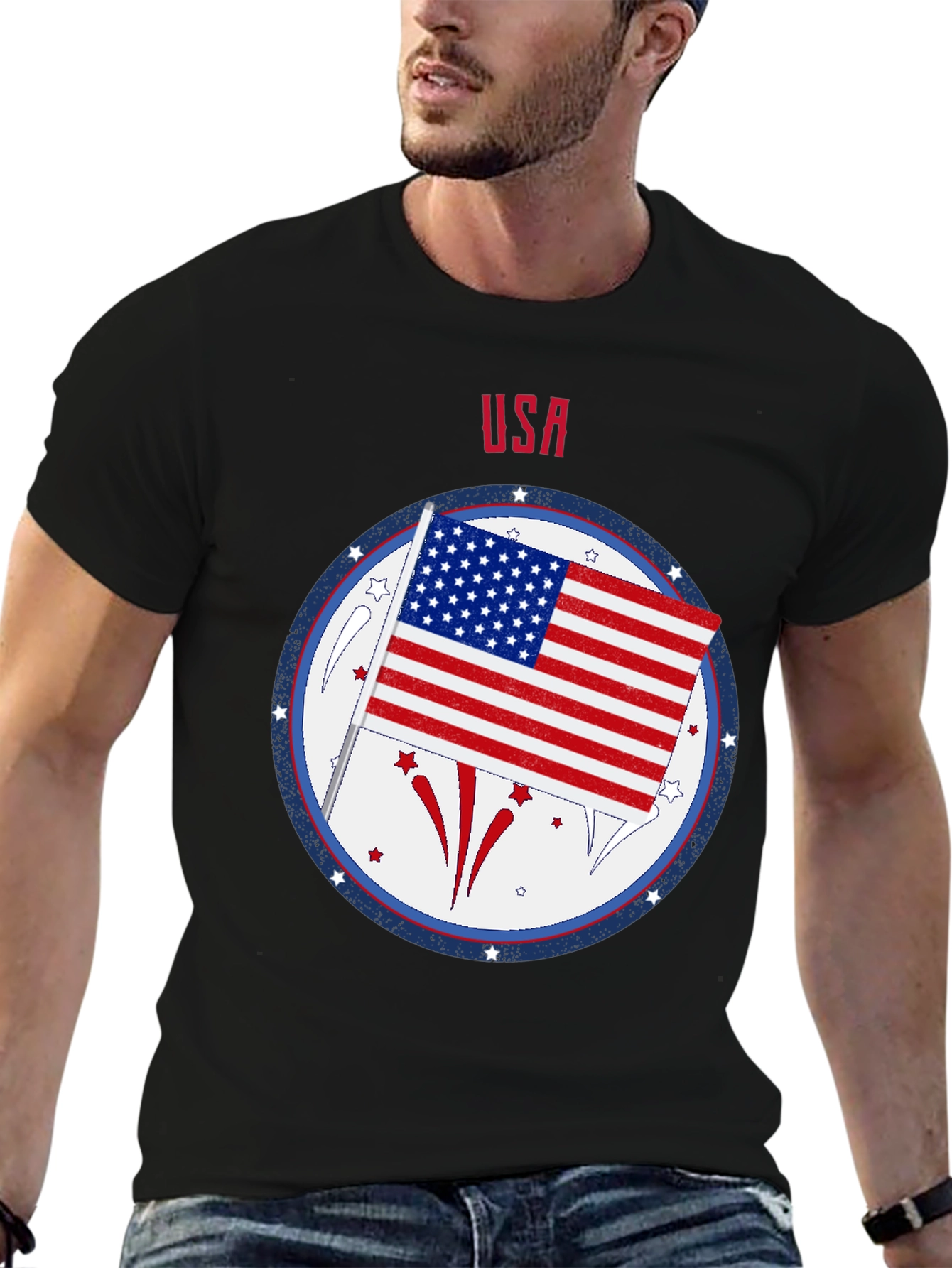 USA Flag Patriotic Graphic T-Shirt