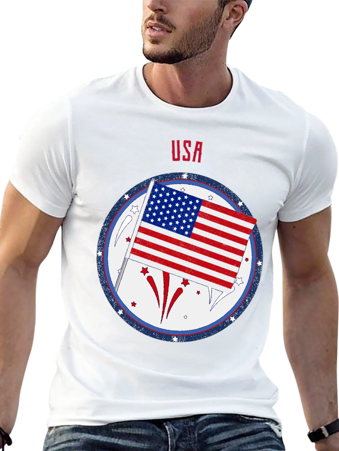 USA Flag Patriotic Graphic T-Shirt