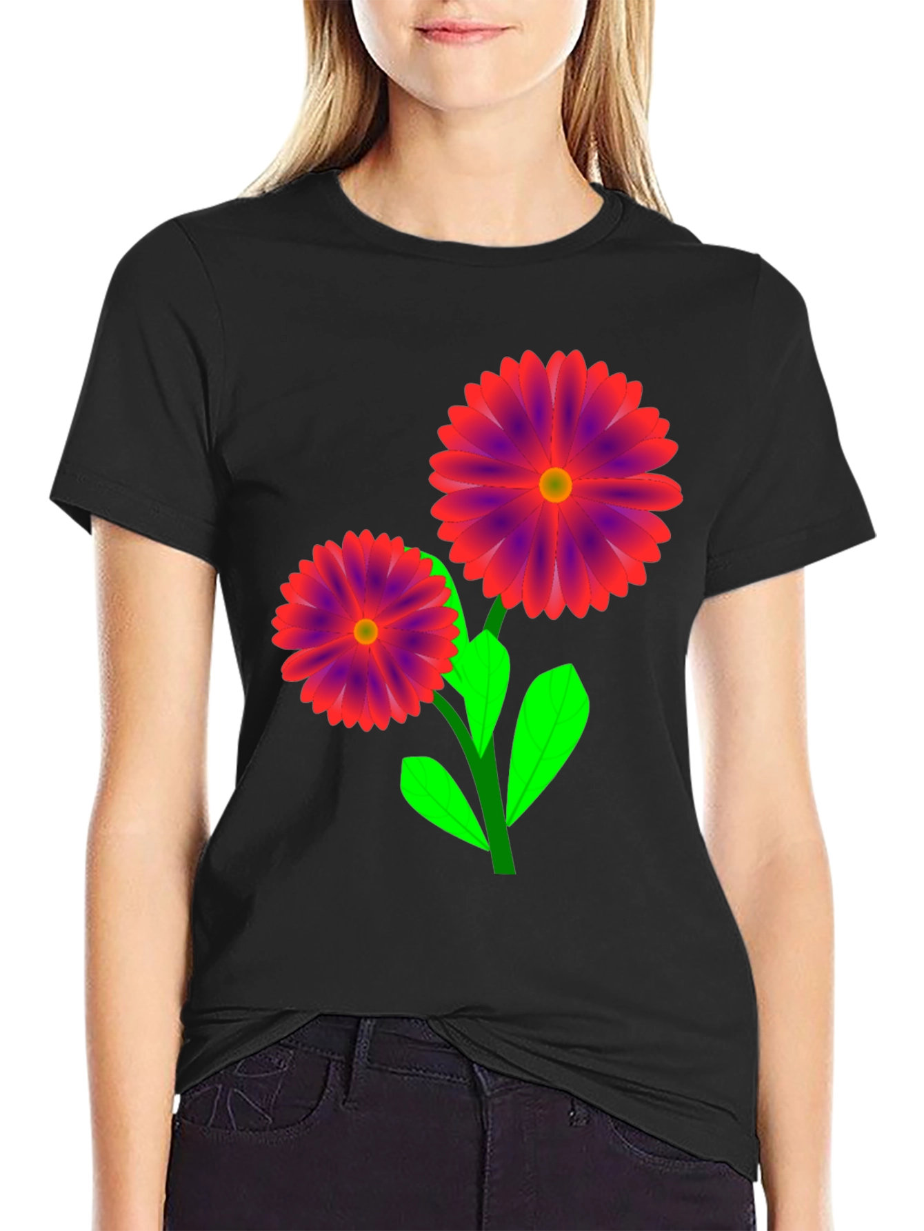 Floral Graphic Black T-Shirt