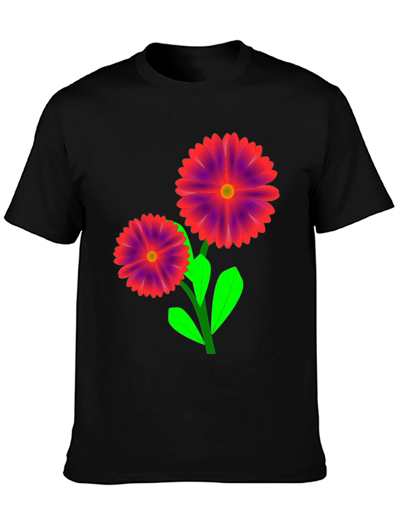 Floral Graphic Black T-Shirt