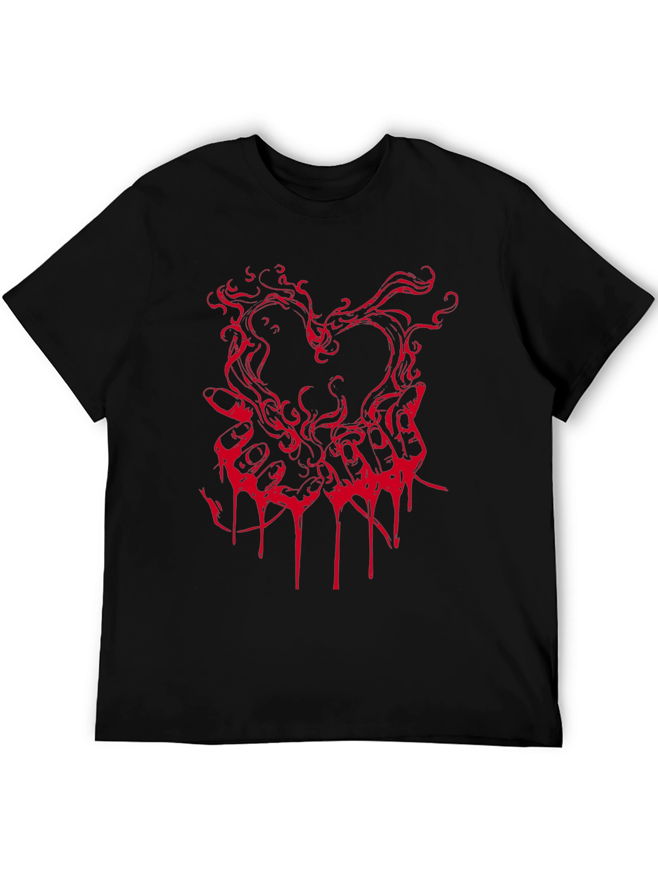 Edgy Heart Hands Graphic Tee - Black