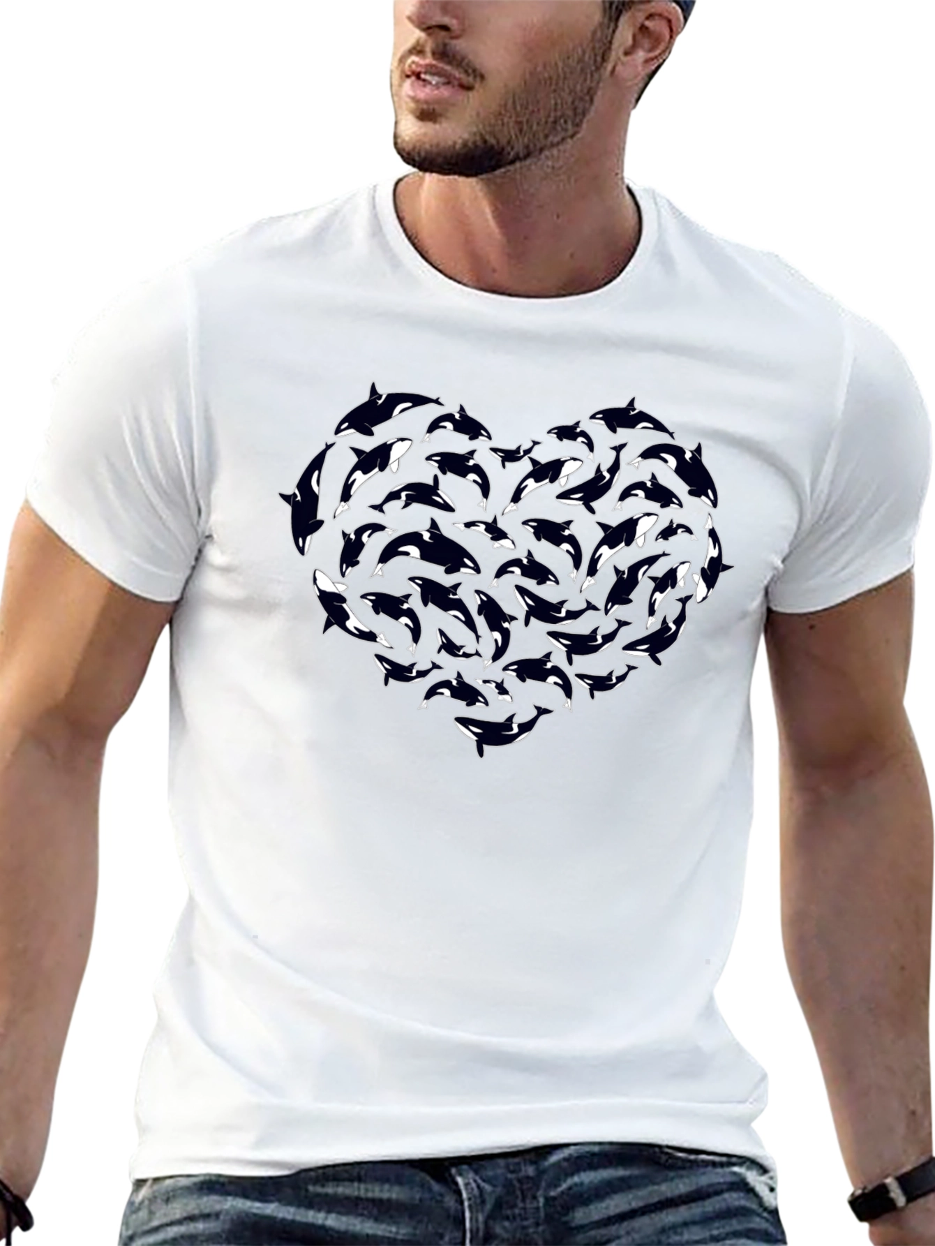 Orca Heart Graphic Tee - Black Cotton T-Shirt