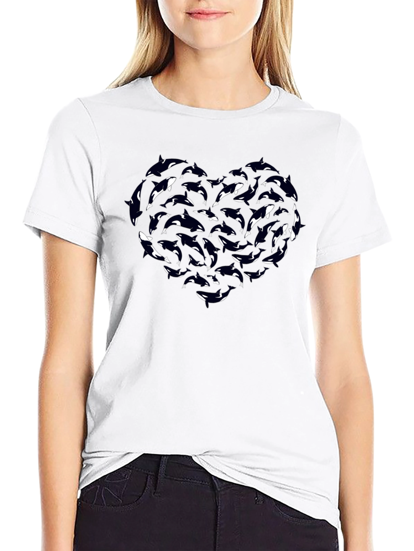 Orca Heart Graphic Tee - Black Cotton T-Shirt