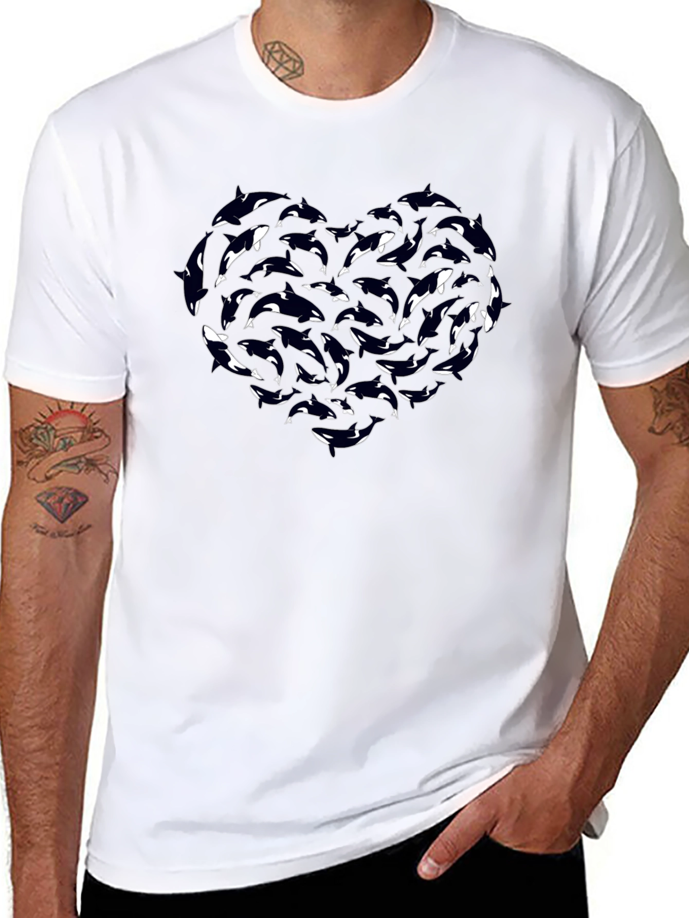 Orca Heart Graphic Tee - Black Cotton T-Shirt