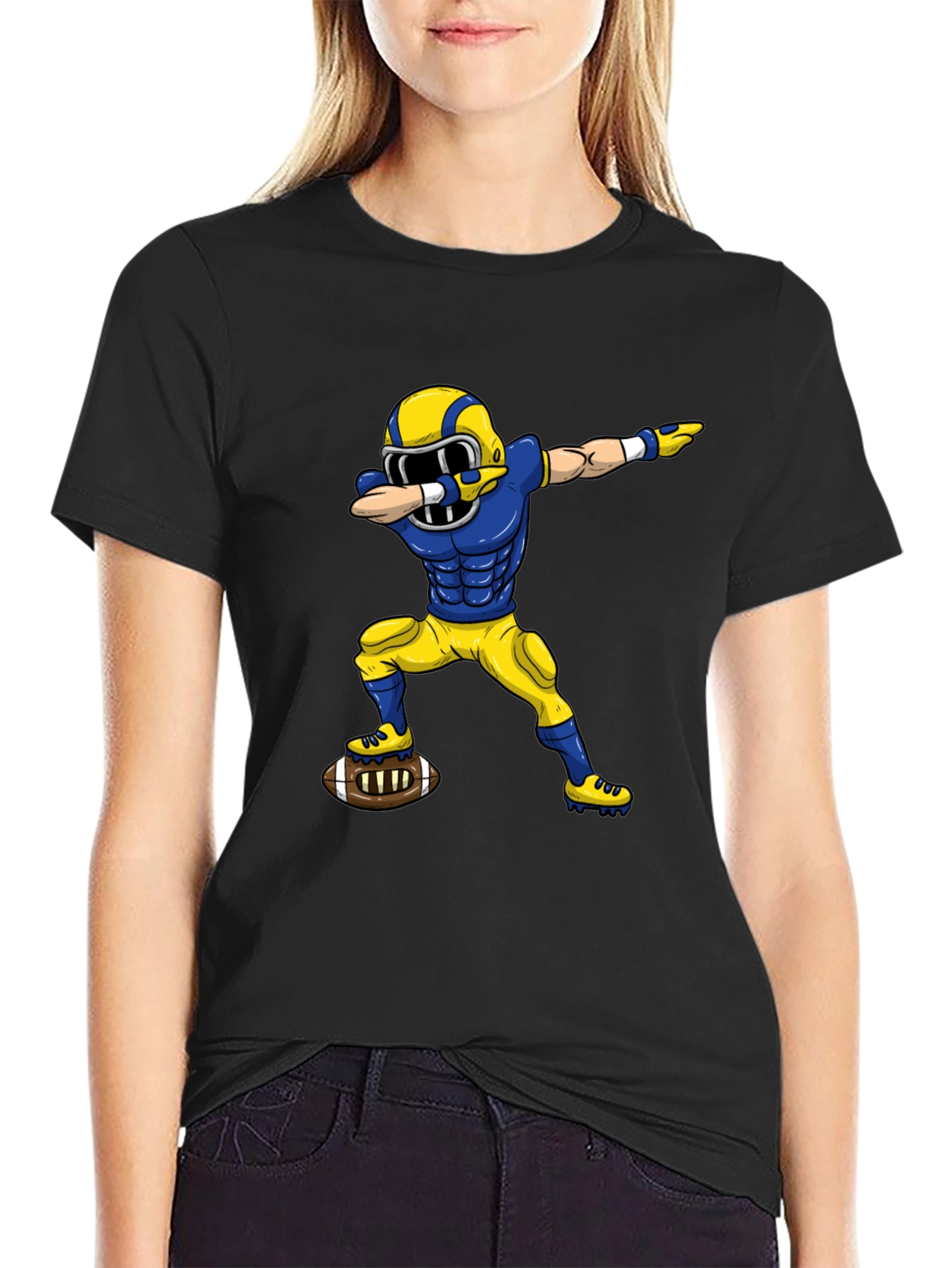 Dabbing Football Player Graphic Tee - Black