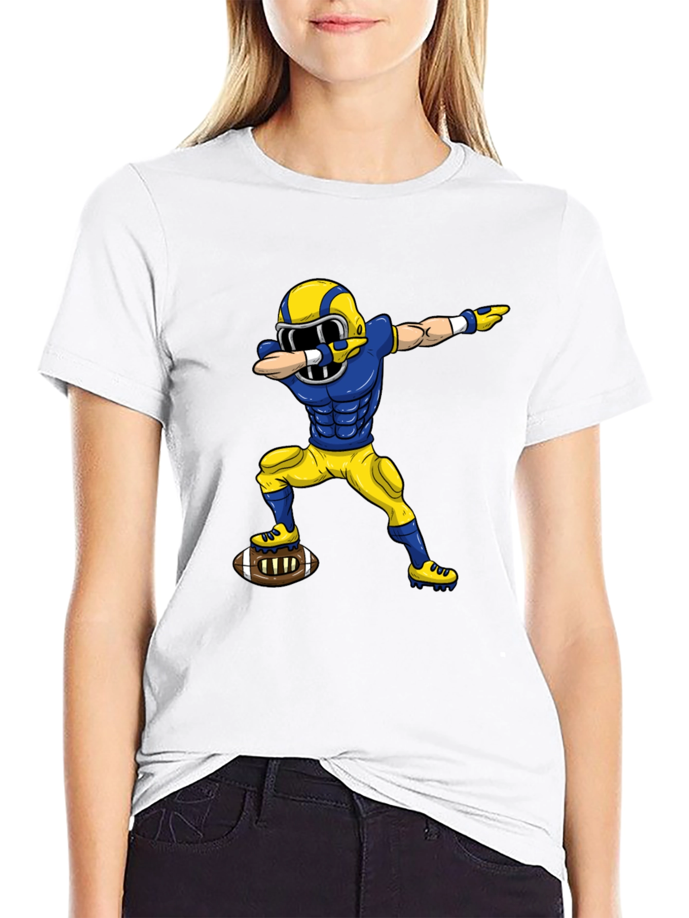 Dabbing Football Player Graphic Tee - Black