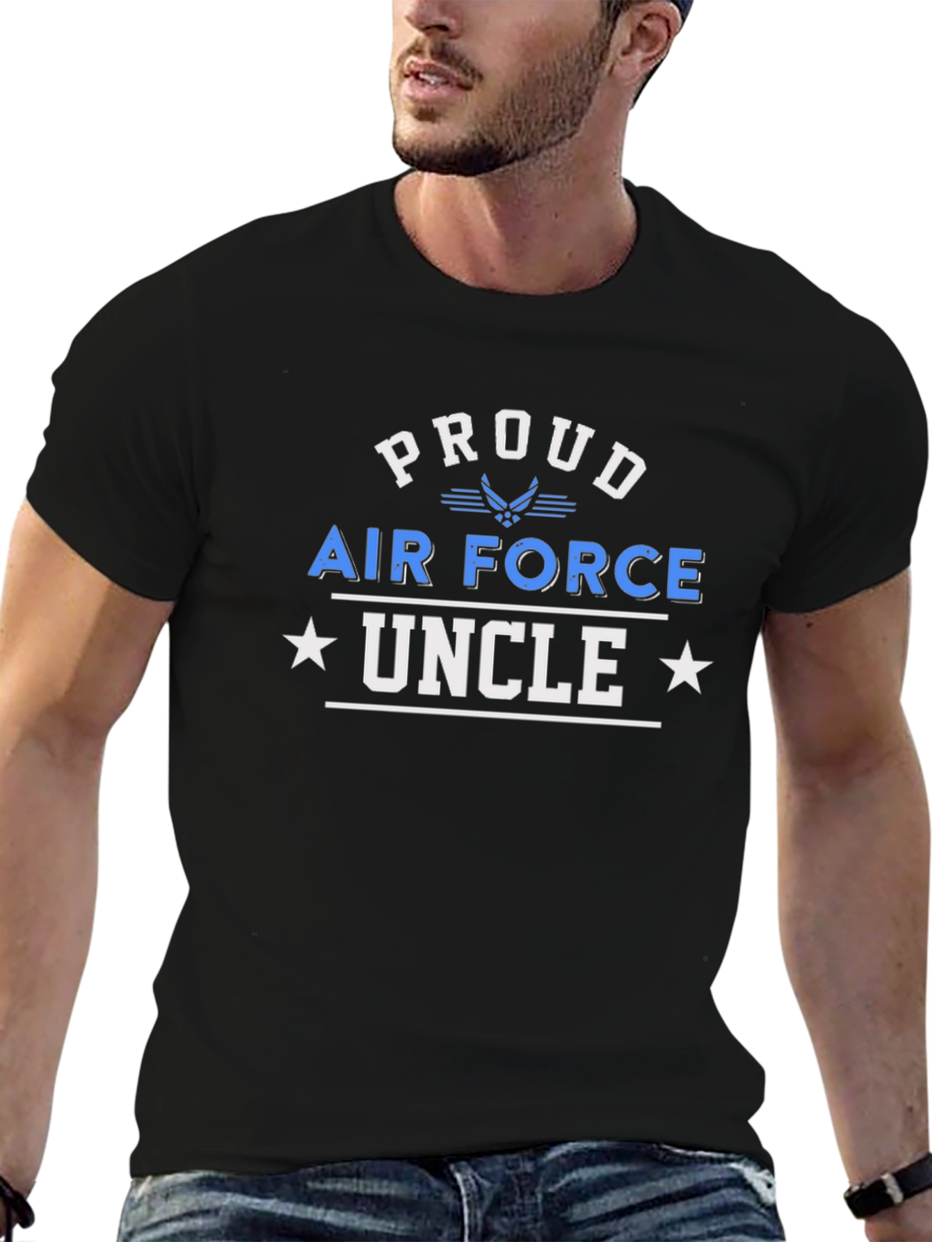 Proud Air Force Uncle Black T-Shirt