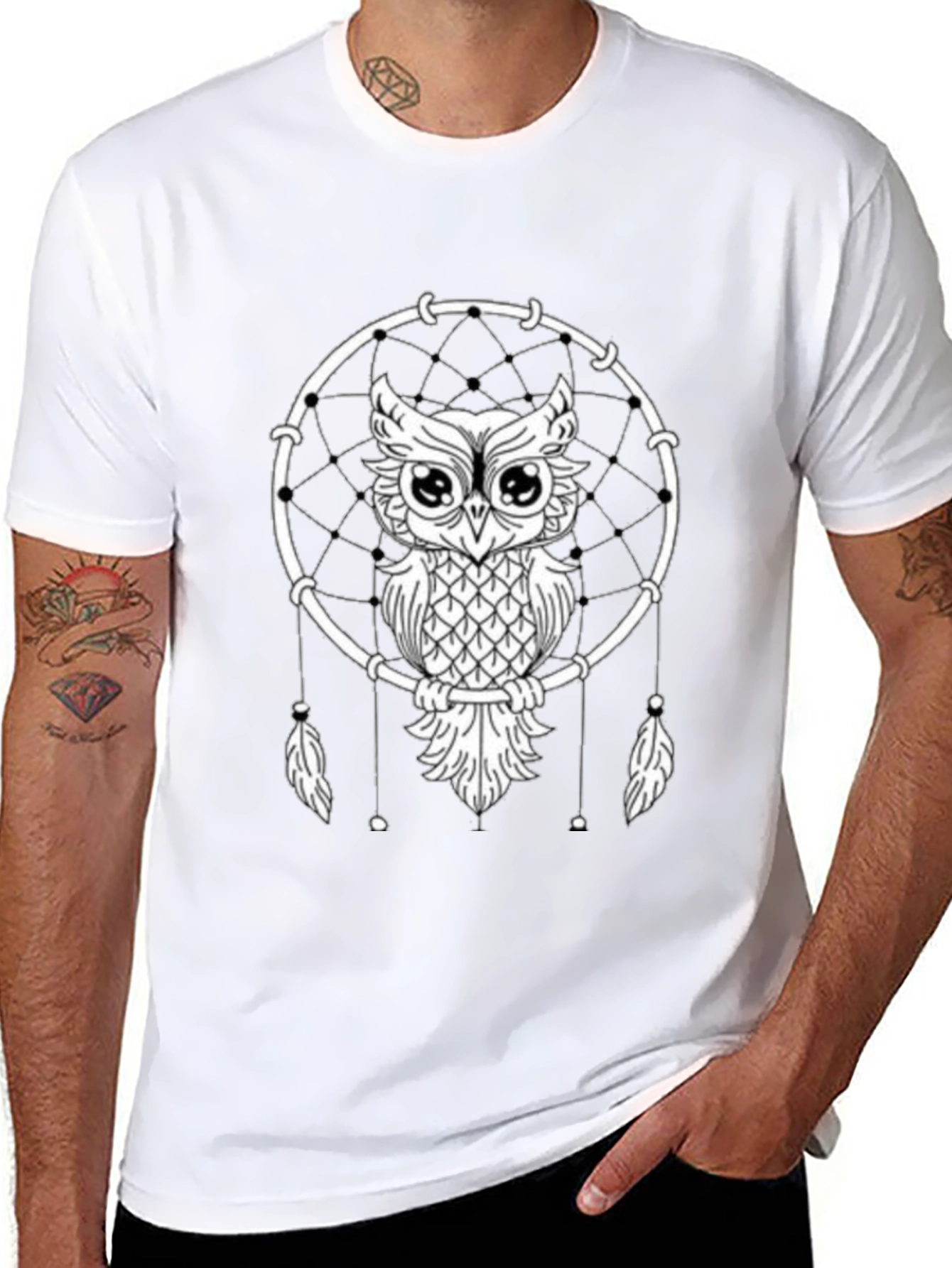 Owl Dreamcatcher Graphic Tee - Unisex Black T-Shirt