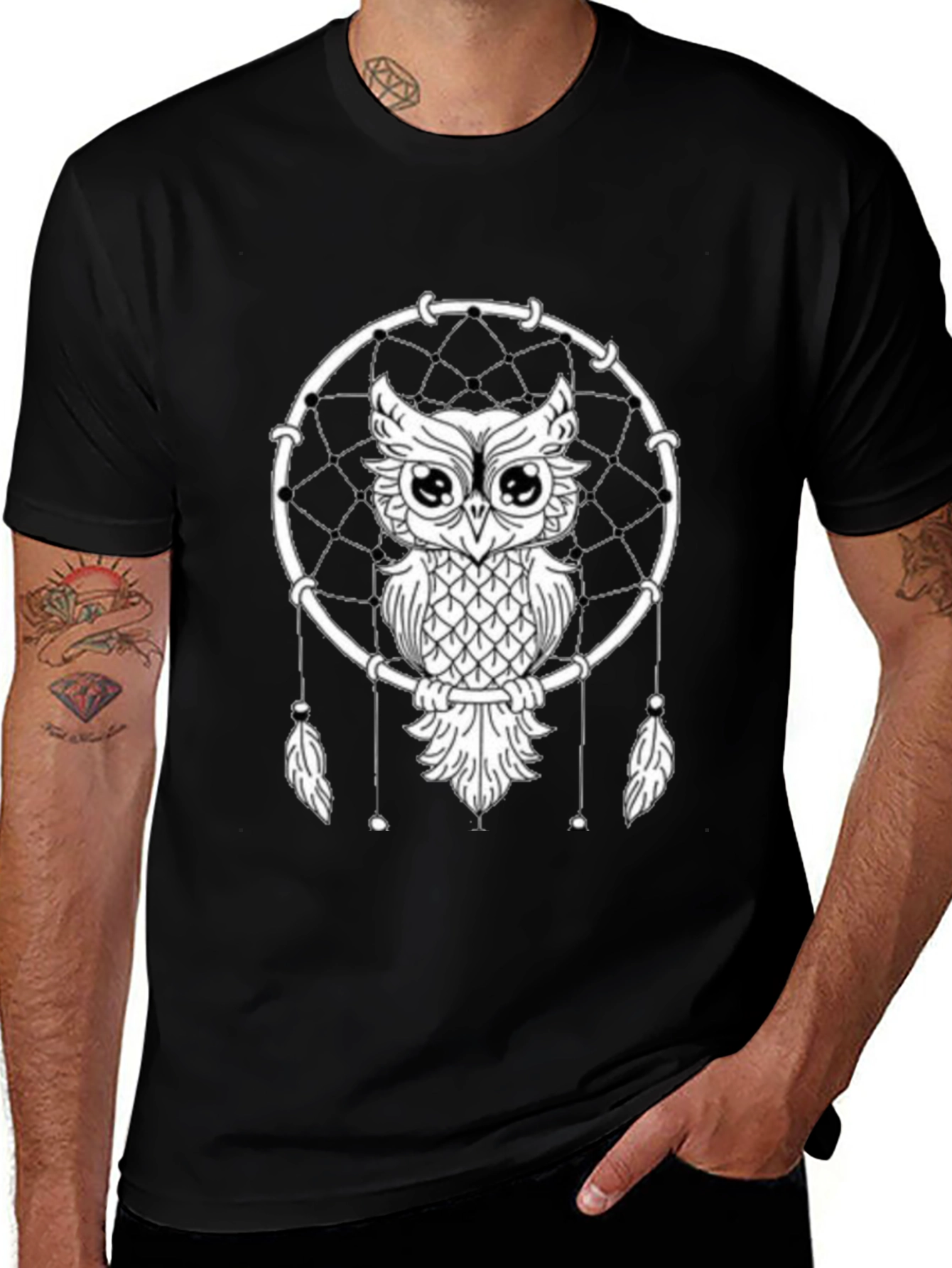 Owl Dreamcatcher Graphic Tee - Unisex Black T-Shirt
