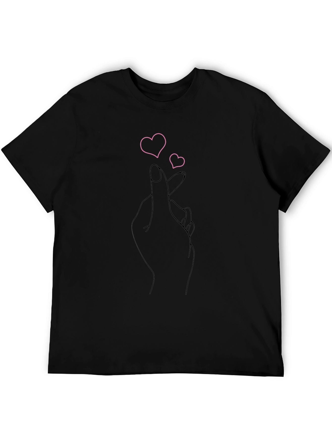 Heart Fingers Graphic Tee - Stylish Black T-Shirt