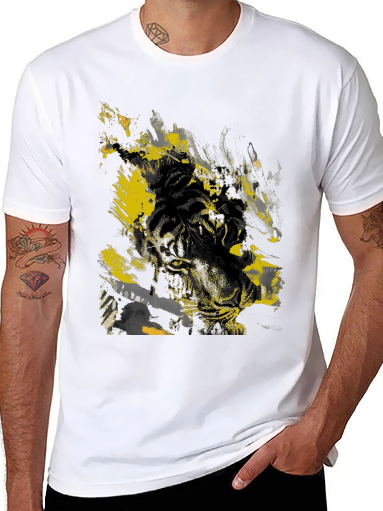 Graphic Tiger Print Black T-Shirt