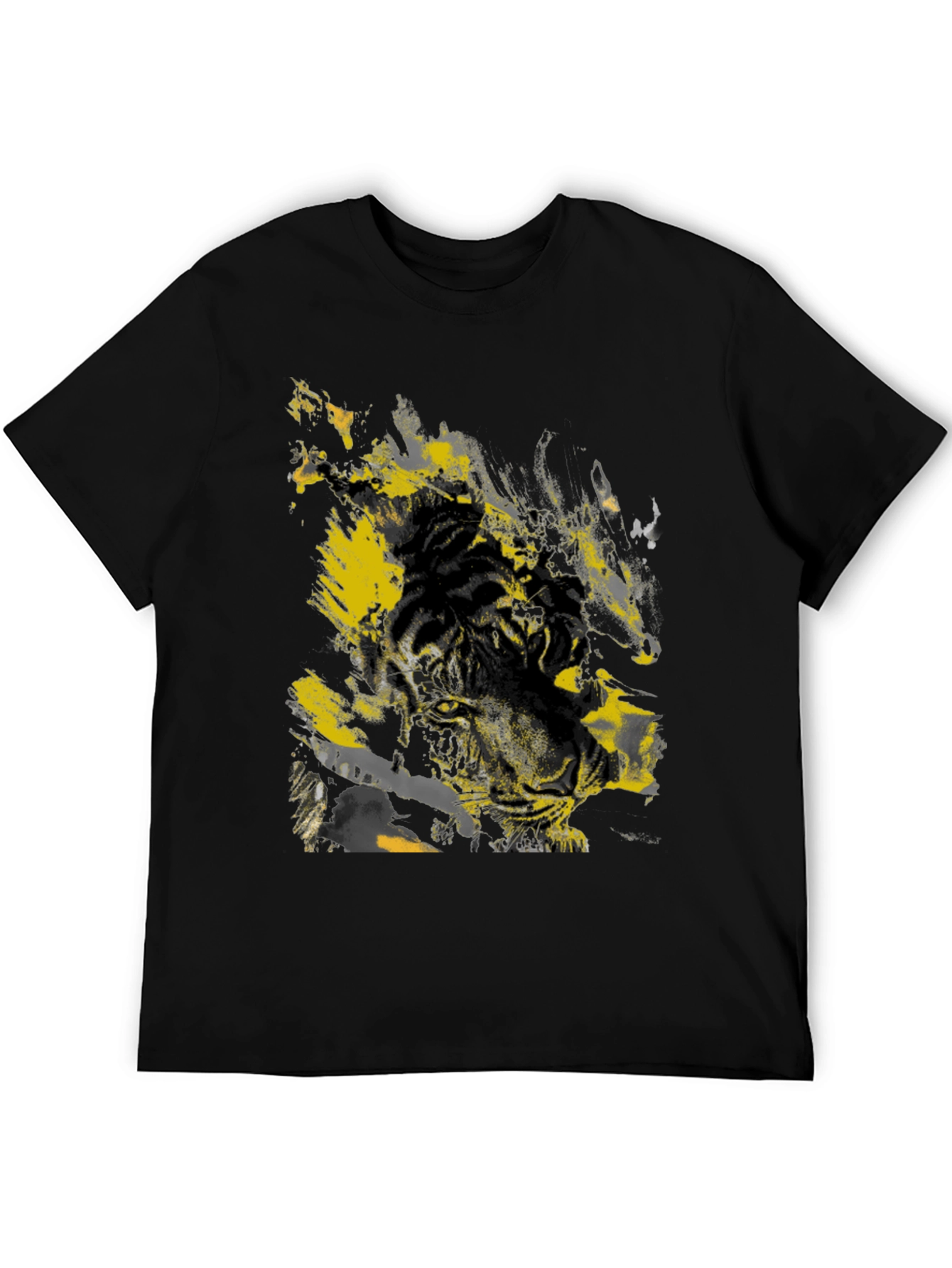 Graphic Tiger Print Black T-Shirt