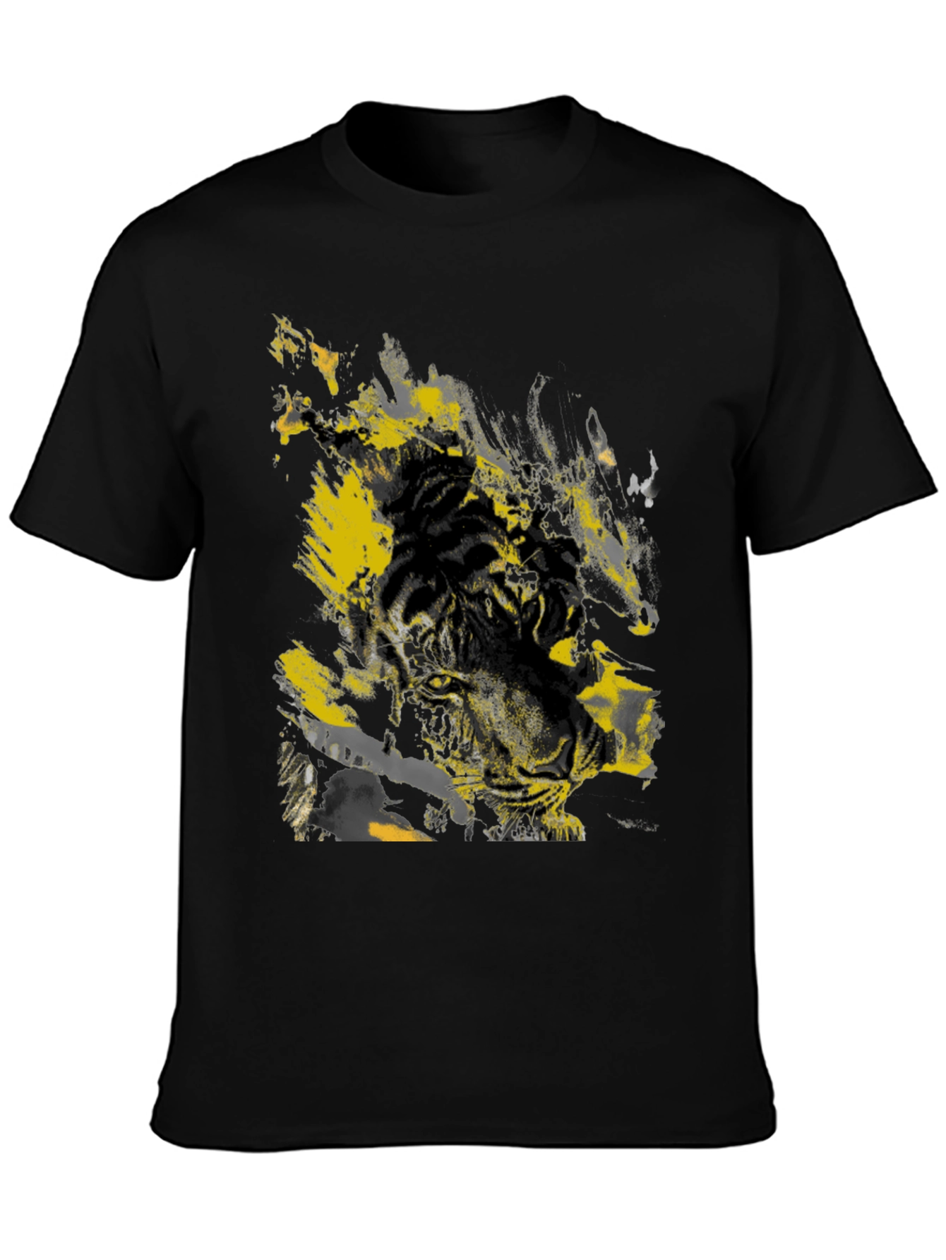 Graphic Tiger Print Black T-Shirt