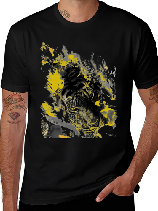 Graphic Tiger Print Black T-Shirt