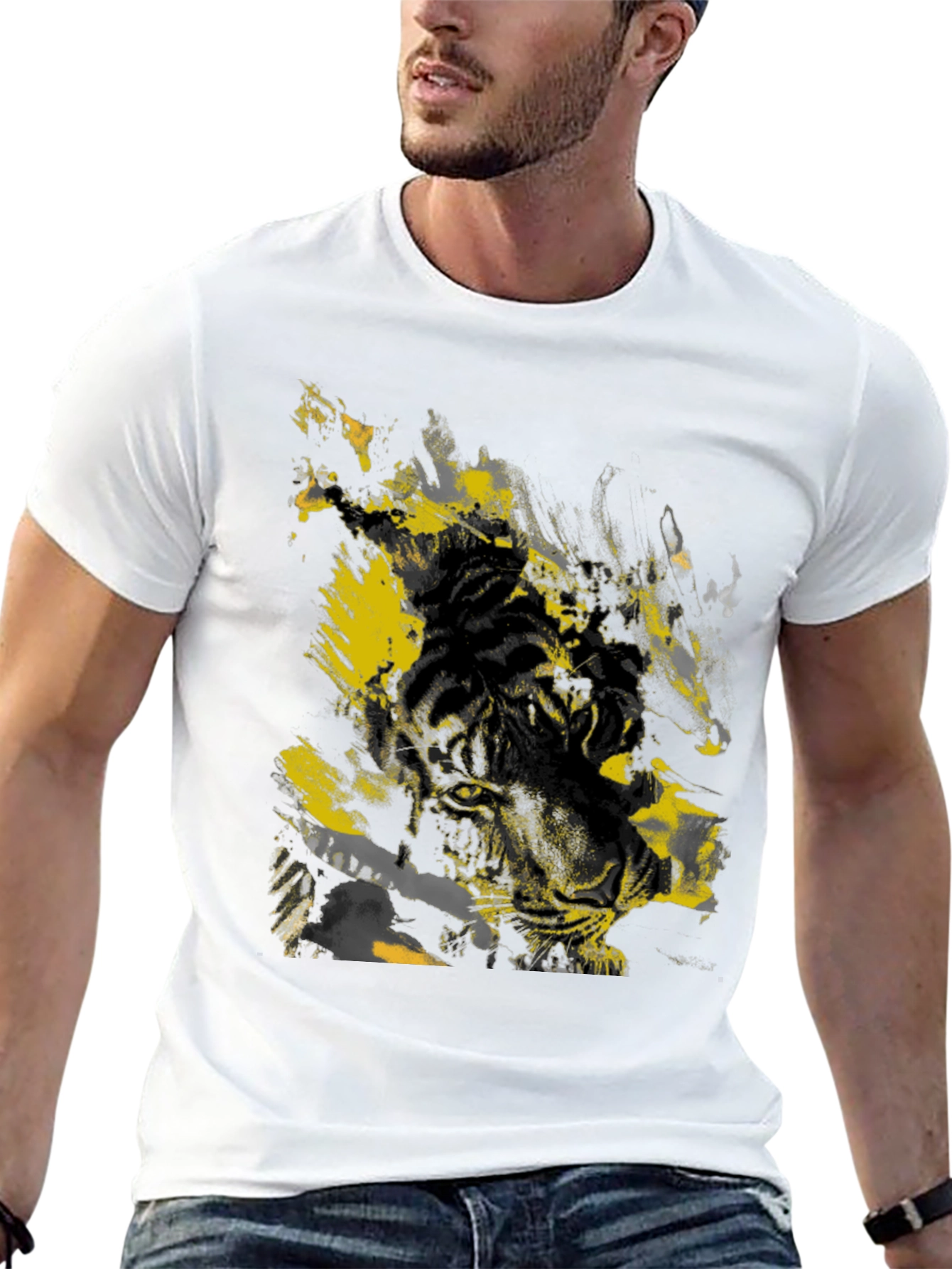 Graphic Tiger Print Black T-Shirt