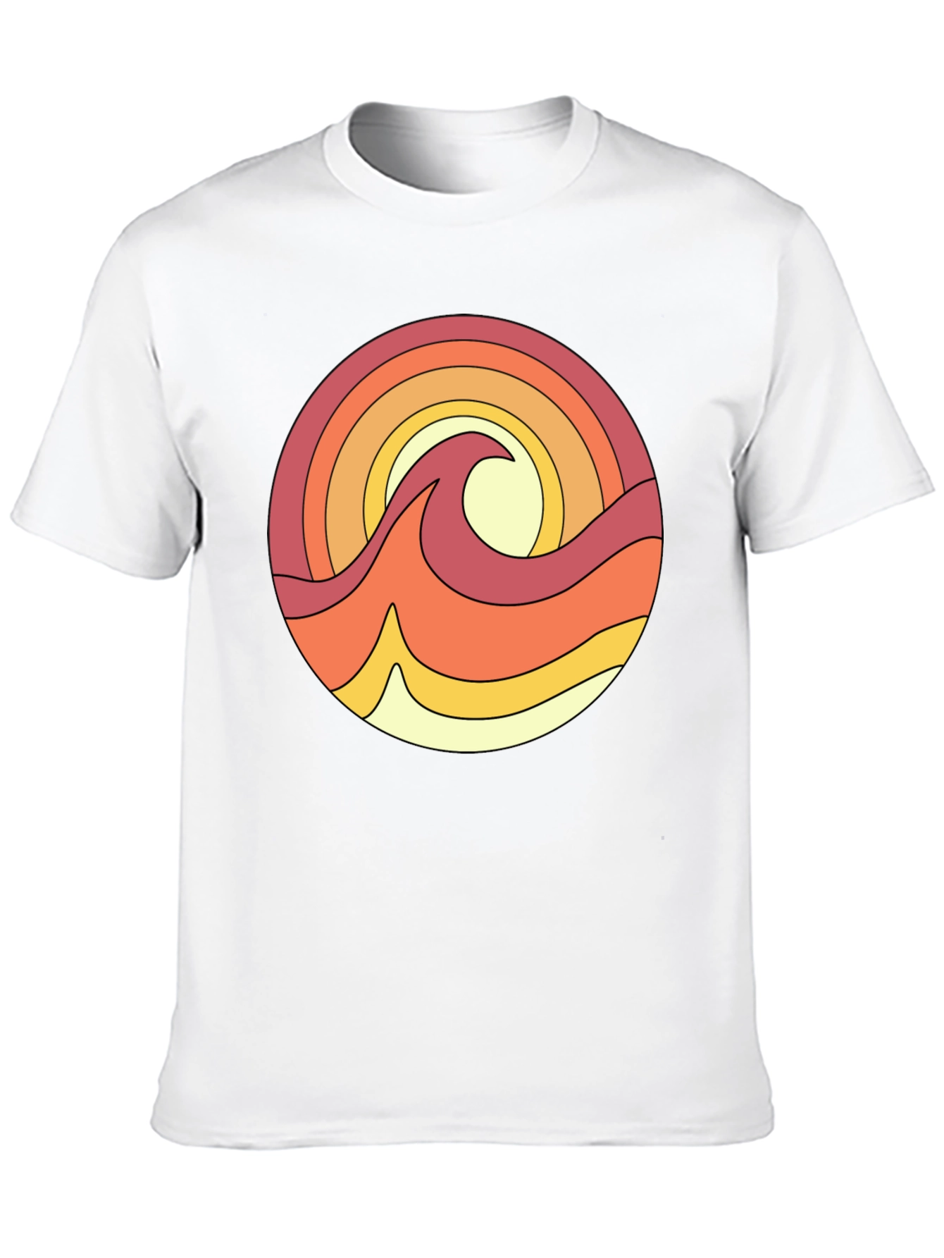 Retro Wave Graphic Tee - Black Cotton T-Shirt