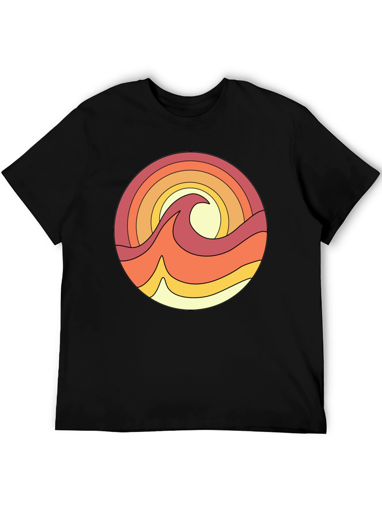 Retro Wave Graphic Tee - Black Cotton T-Shirt