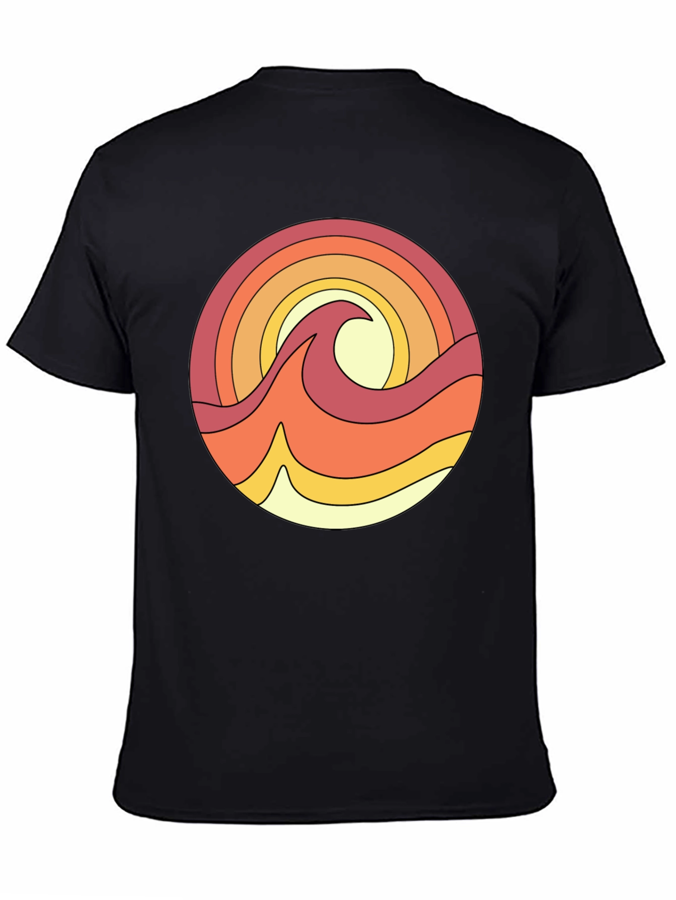Retro Wave Graphic Tee - Black Cotton T-Shirt