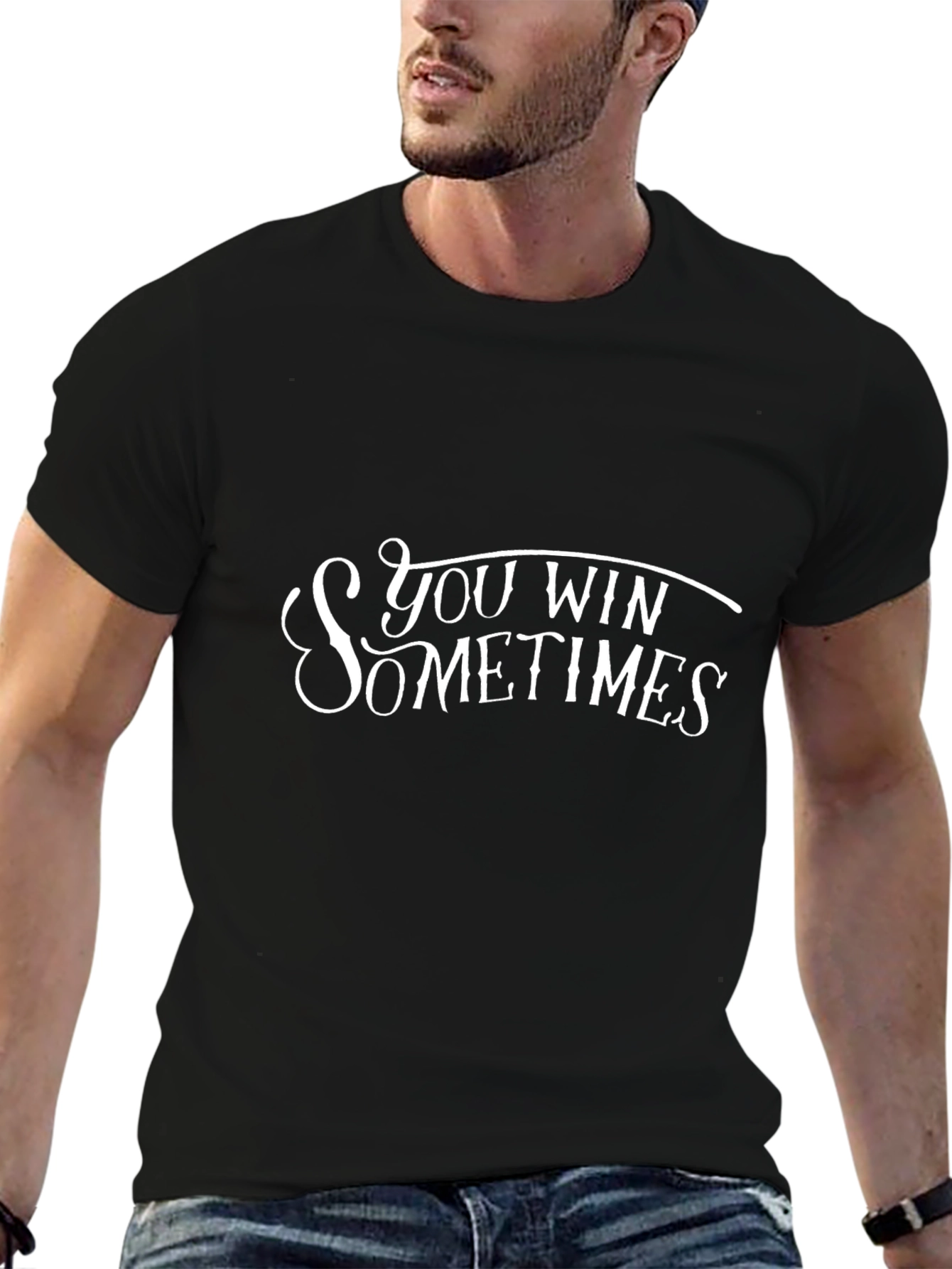 You Win Sometimes Graphic Tee - Black Cotton T-Shirt