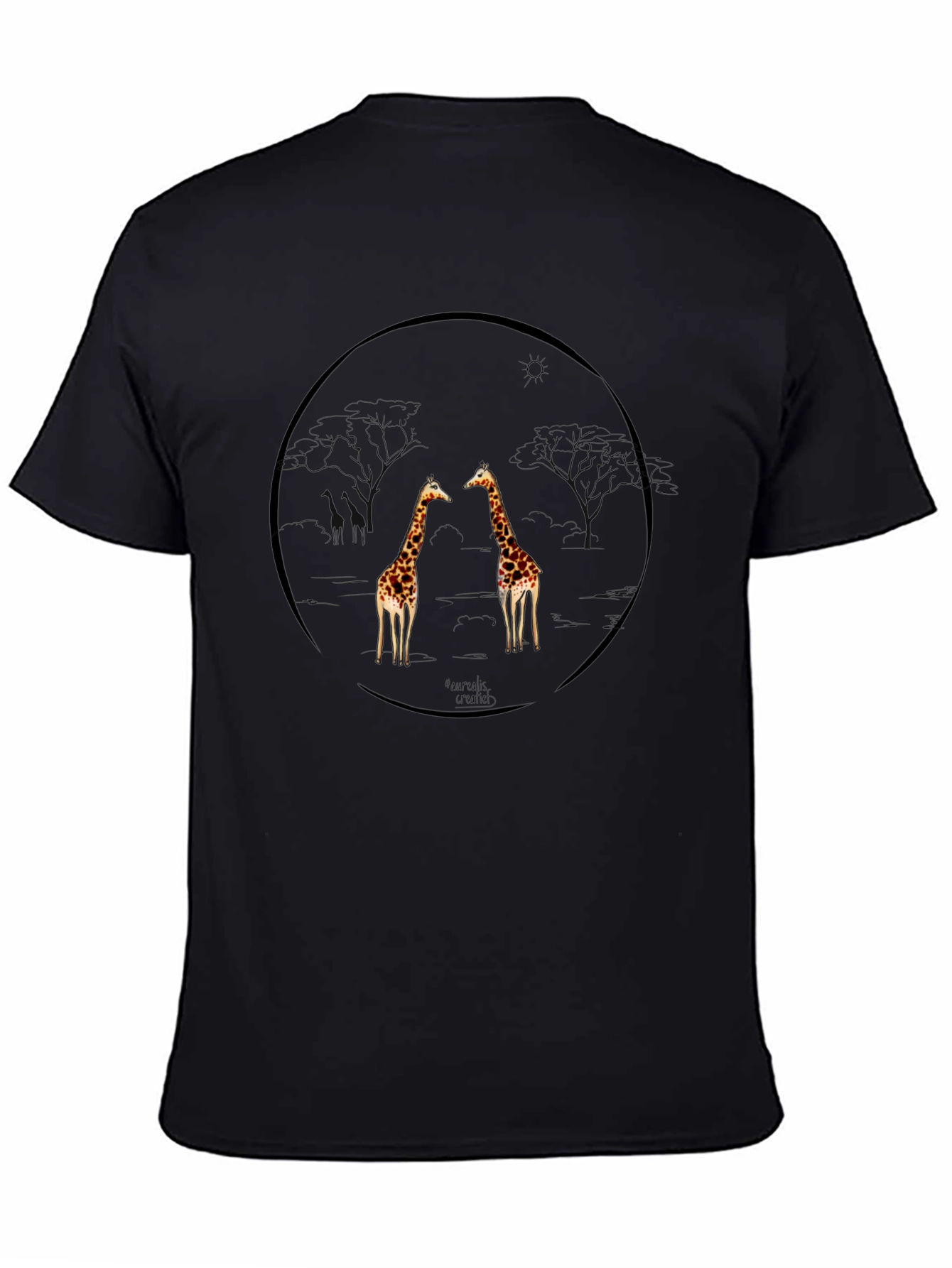 Giraffe Circle Graphic Tee - Mens Black T-Shirt