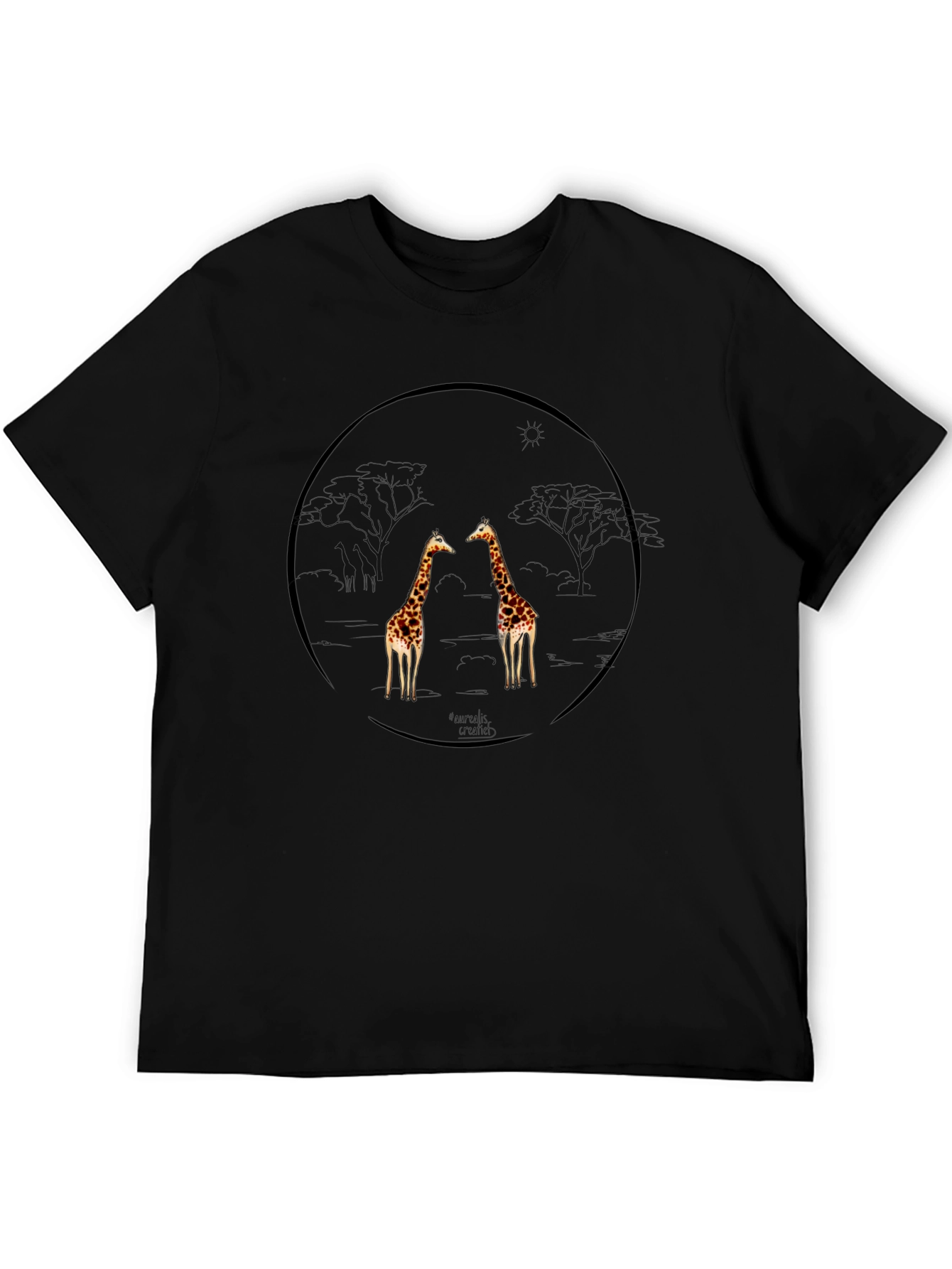 Giraffe Circle Graphic Tee - Mens Black T-Shirt